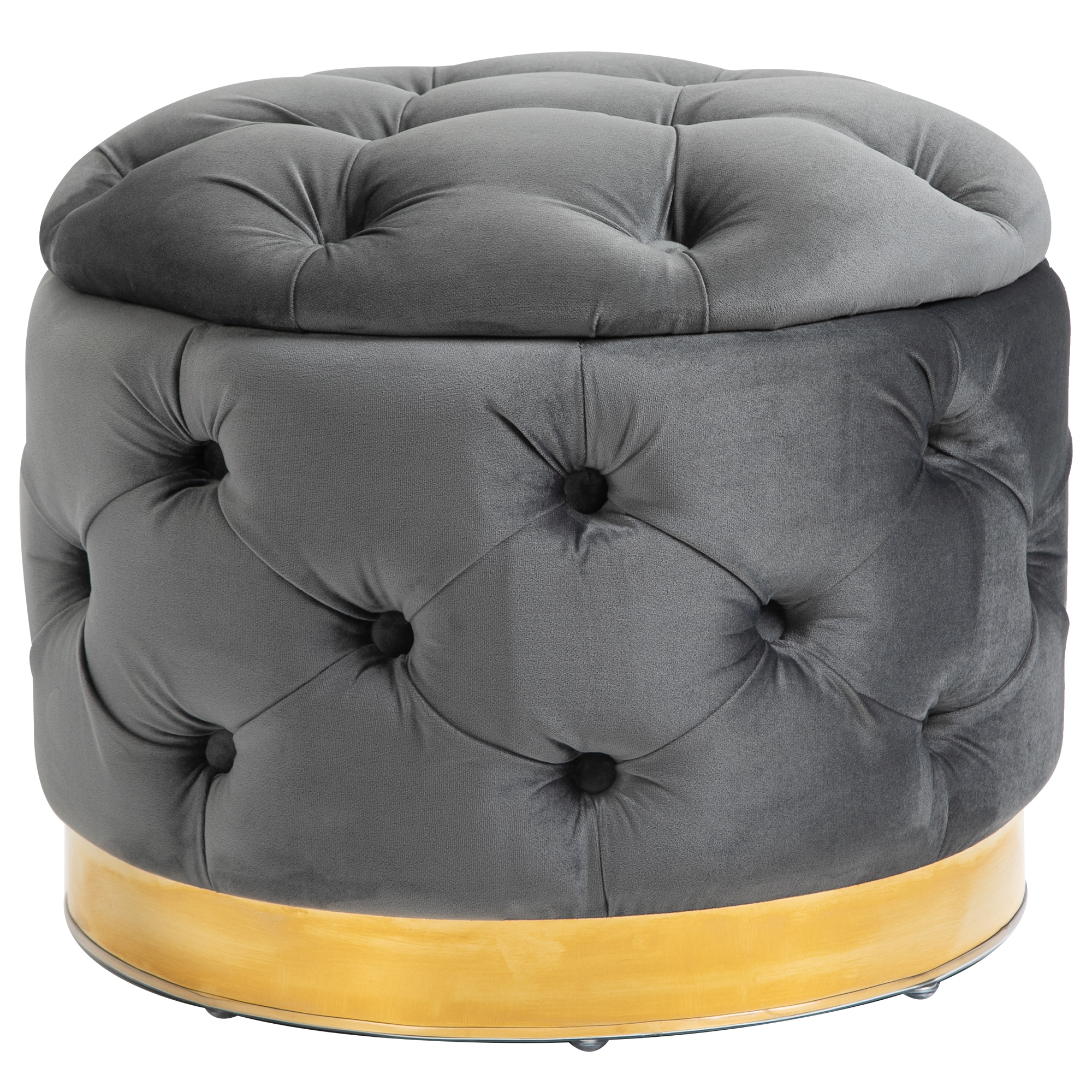 Vintage Hocker, Sitzhocker Truhenbank Fußbank Fußhocker mit Stauraum, Polsterhocker, Metall, Schaumstoff, Kohlegrau, 55 x 55 x 42 cm