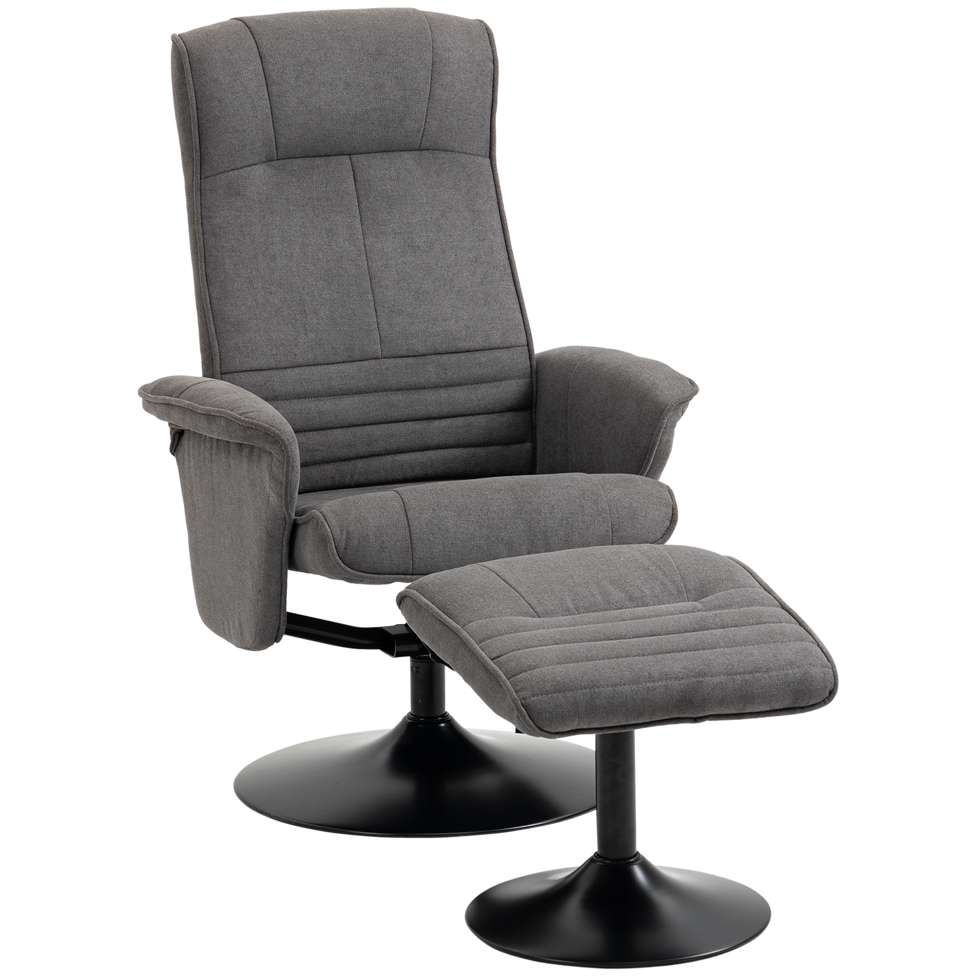Relaxsessel mit Fußhocker, verstellbare Rückenlehne, 69 cm x 71 cm x 104 cm, Dunkelgrau + Schwarz