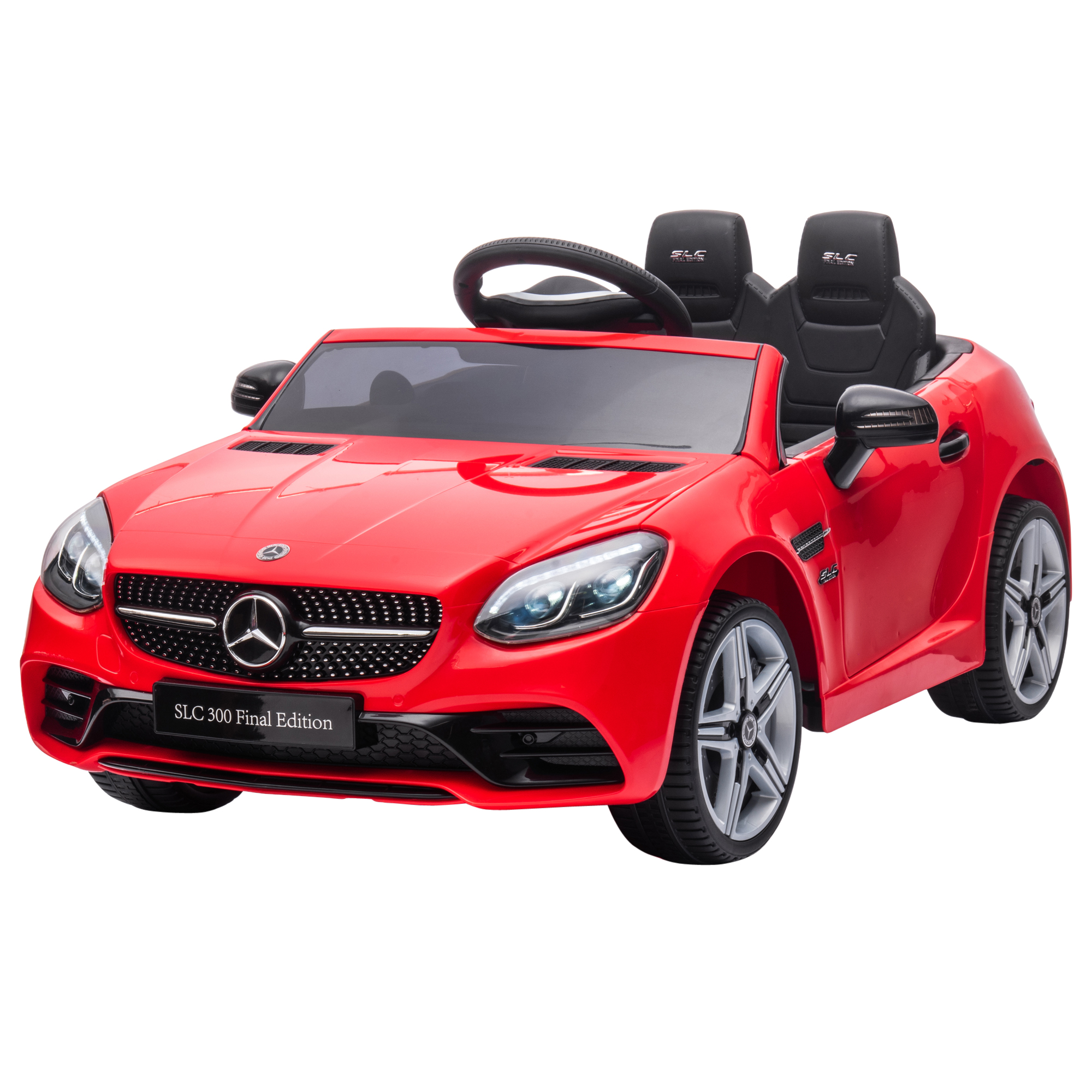Kinder-Elektroauto mit LED-Scheinwerfern, Sicherheitsgurt, Hupe, Musik, 3-5 km/h, 3-6 Jahre, Rot