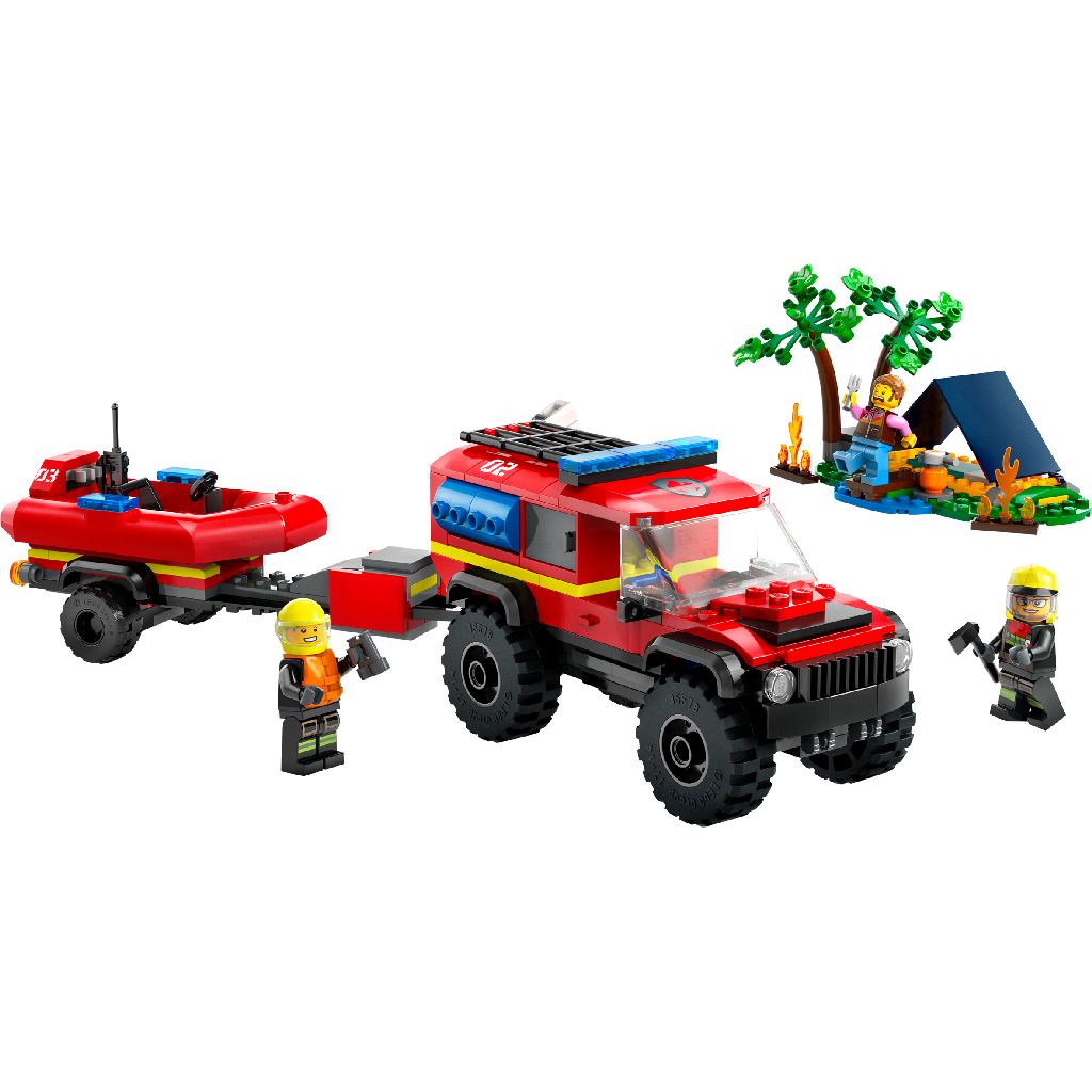LEGO® 60412 - City Feuerwehr - Feuerwehrgeländewagen mit Rettungsboot (301 Teile)