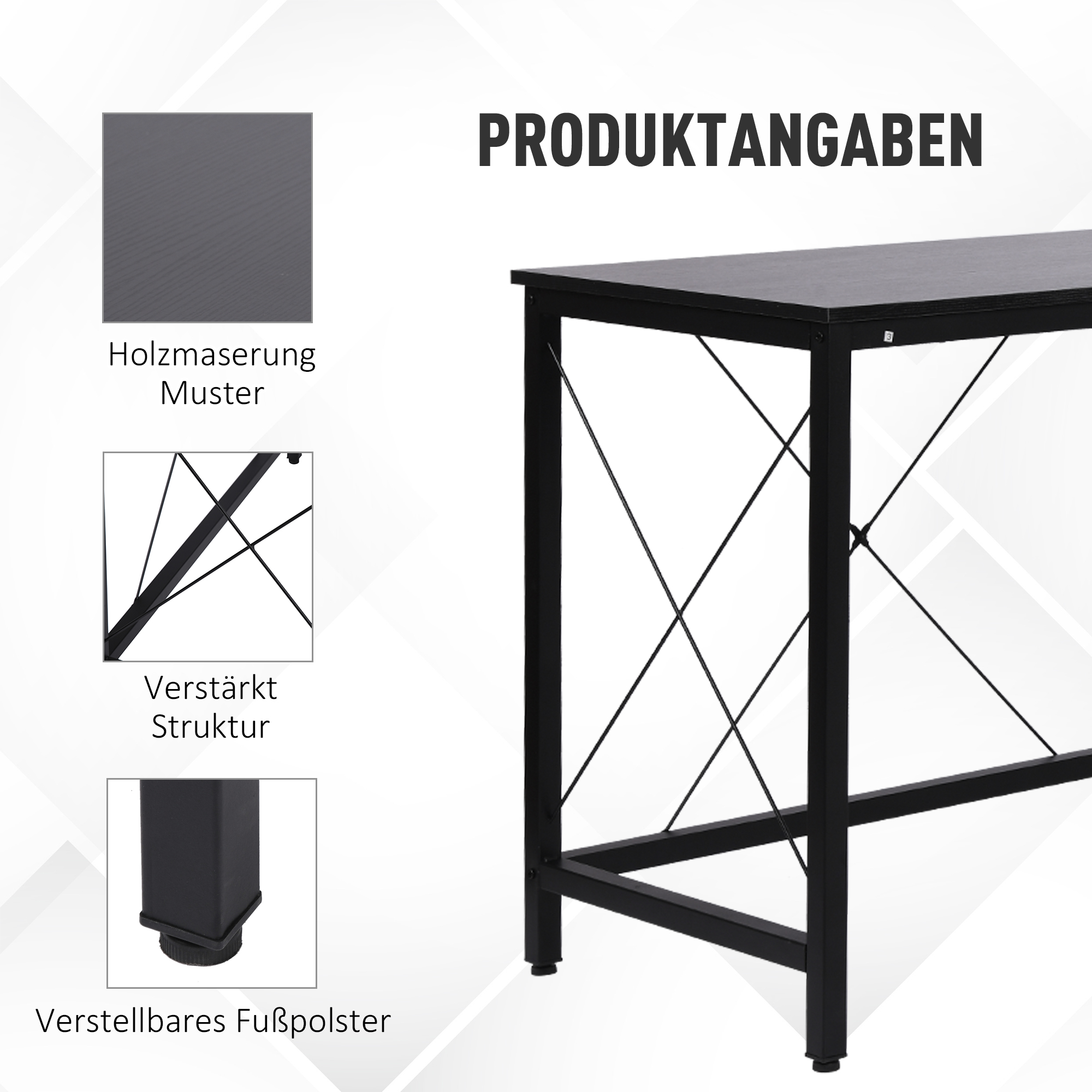 Computertisch Schreibtisch L-Form Eckschreibtisch Winkelschreibtisch MDF Schwarz 150 x 150 x 76 cm