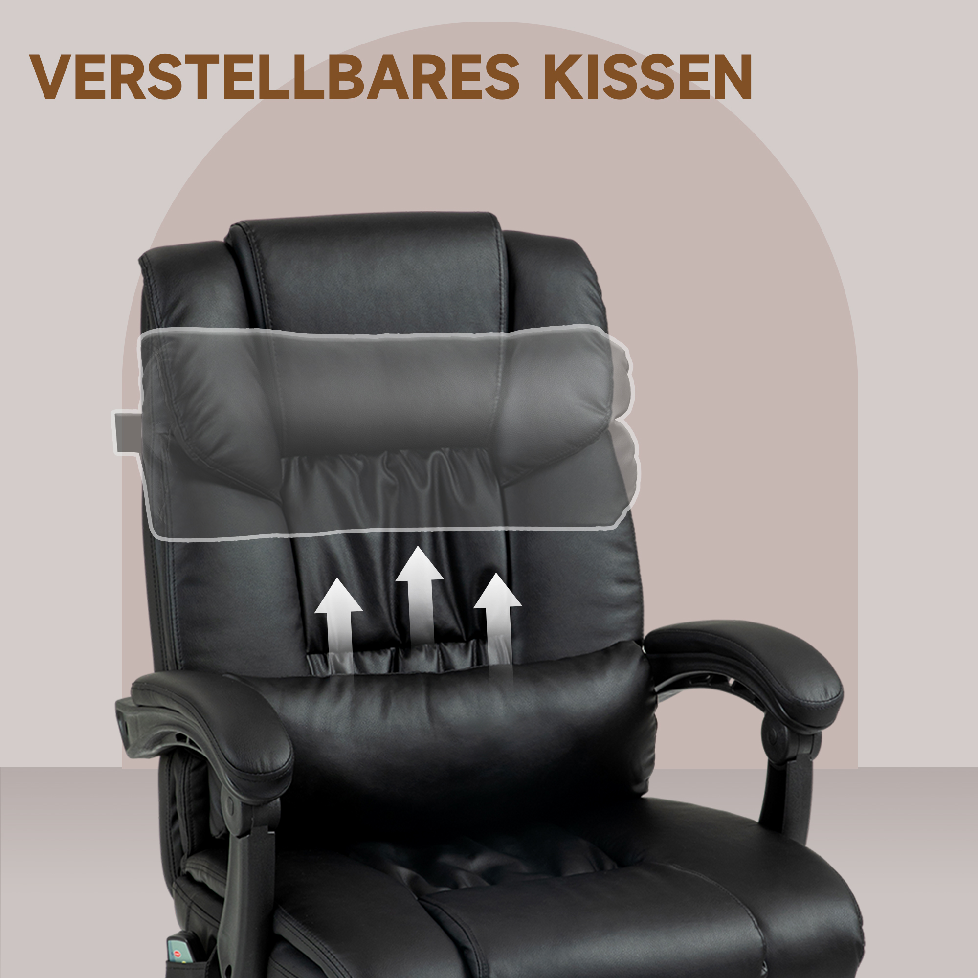 Bürostuhl Ergonomisch mit Massagefunktion Schreibtischstuhl mit Fußstütze, Hoher Rückenlehne, Lendenstütze Schwarz