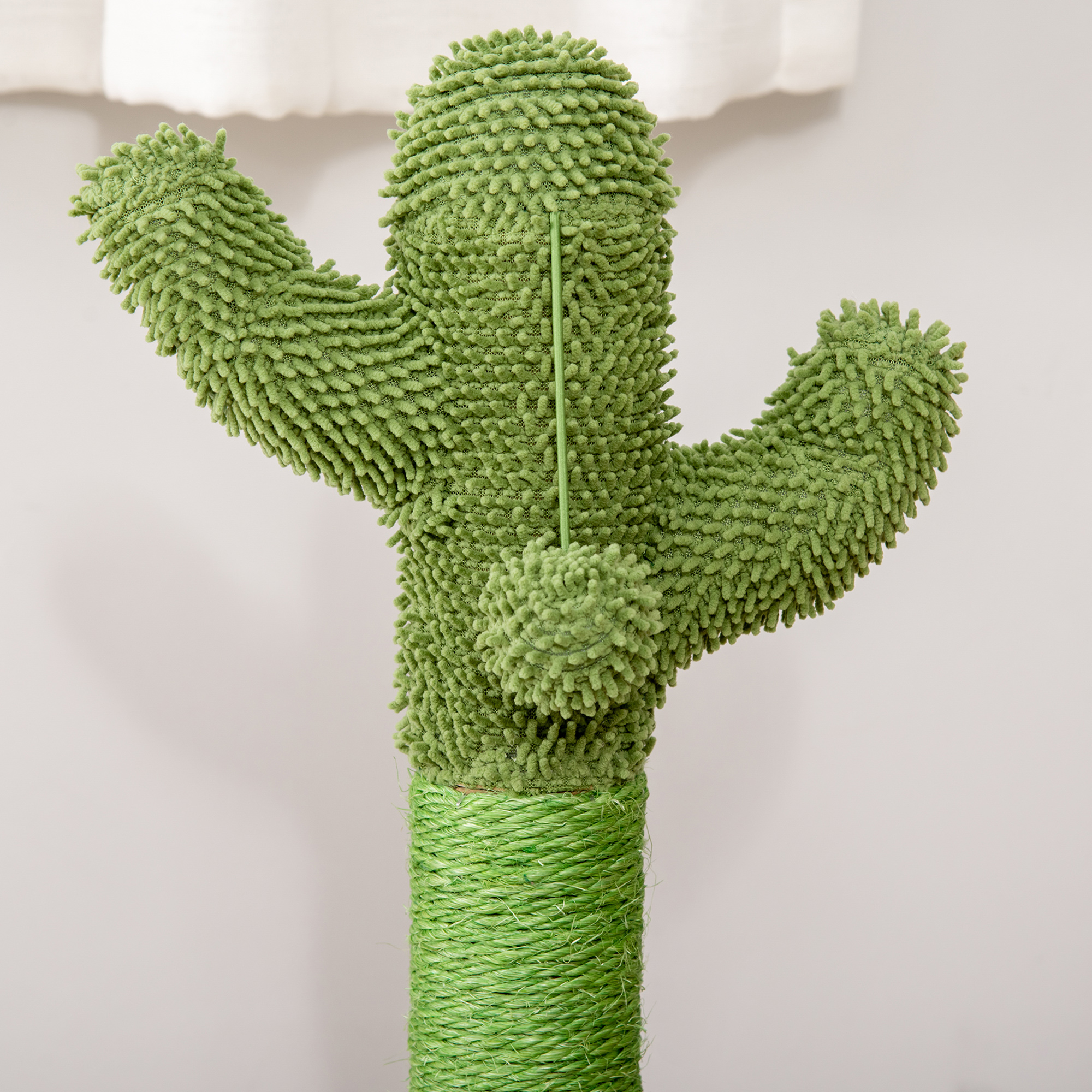 Katzen Kratzbaum Kaktus Katzenbaum Kiefernholz Sisal Seil Kratzstamm mit Holzkugel-Katzenspielzeug für Katzen 60 cm Hoch Grün+Natur