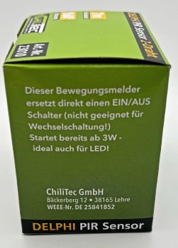 DELPHI Bewegungsmelder 160°, silber / LED geeignet, 250V~, Unterputz, 2-Draht
