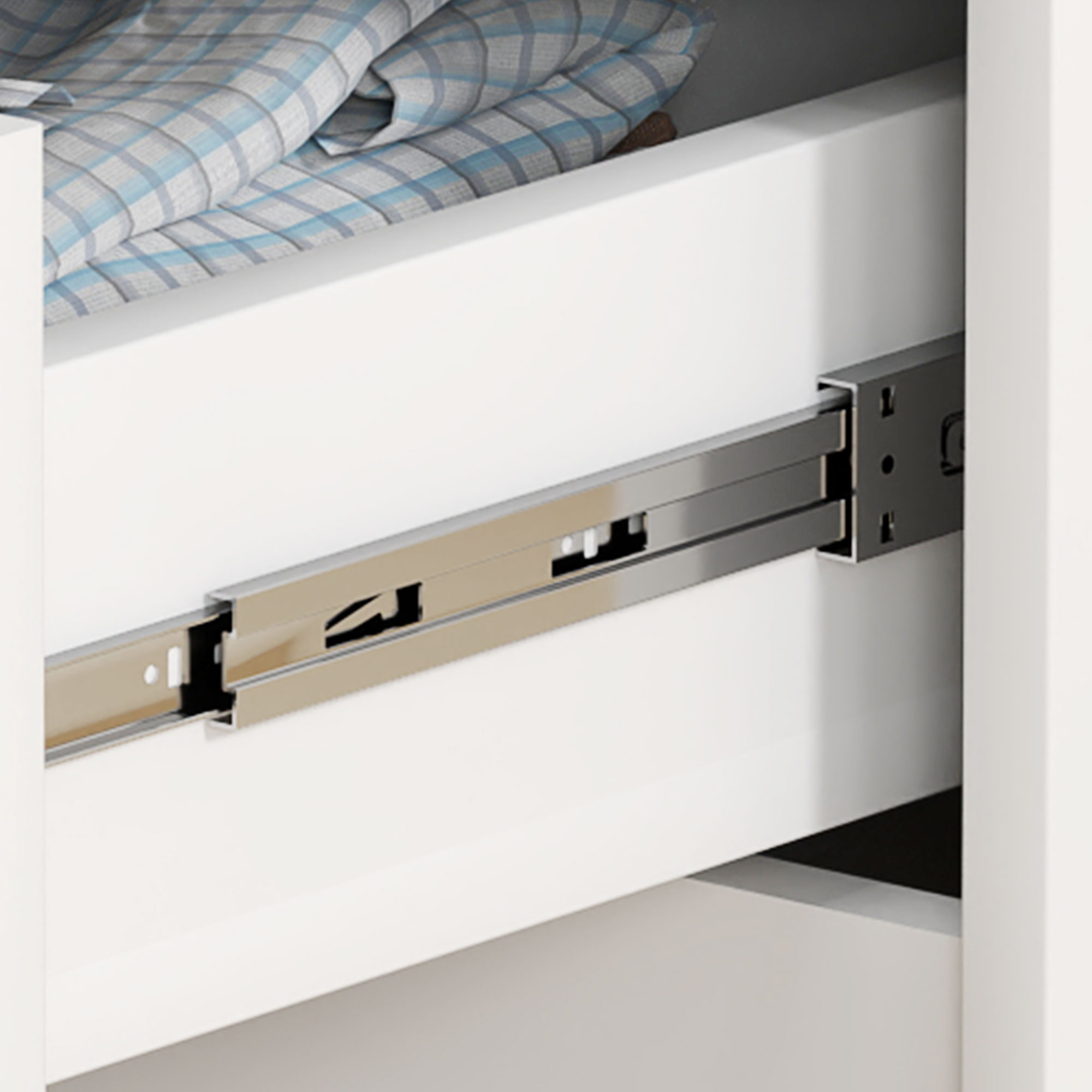 Moderne Kommode, Kleiderschrank, 4 Schubladen, Holz, Kippschutz, Fußpolster, Weiß