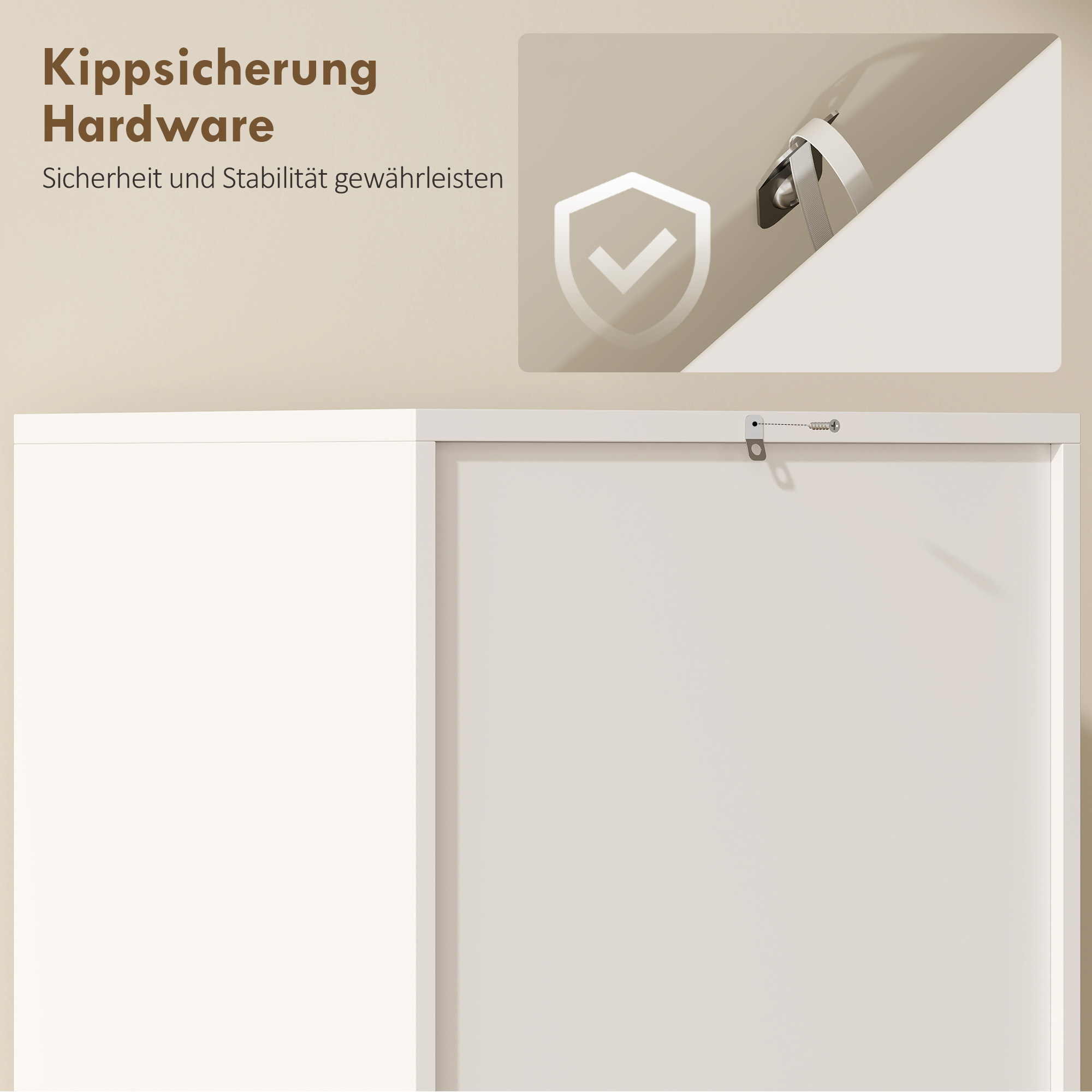 Küchenschrank, 5-Ebenen-Aufbewahrungsschrank, verstellbare Regale, für Wohnzimmer, Küche, Vorratskammer, Holz, Weiß