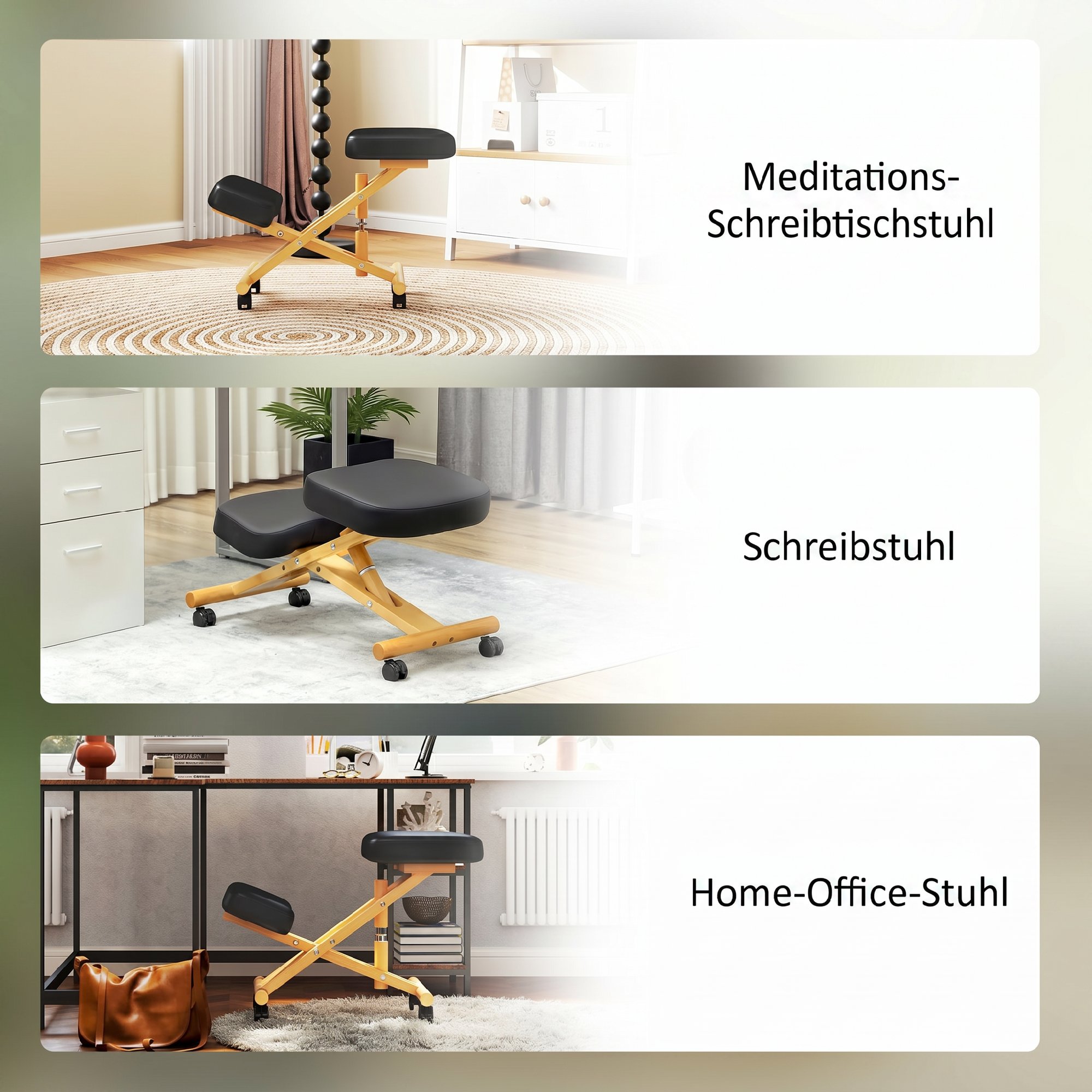 Kniestuhl Ergonomischer Kniehocker mit Rollen Sitzhocker zur Verbesserung der Nackenschmerzen für Zuhause und Büro