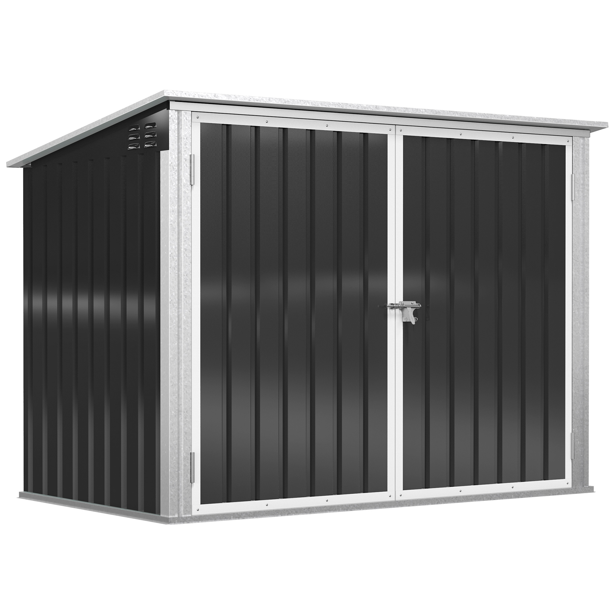 Mülltonnenbox Müllbox Storer abschließbar Gerätebox für 2 Mülltonnen Stahl 178,5 x 104,5 x 128,5/113 cm Schwarz Mülltonnenbox Müllbox Storer abschließbar Gerätebox für 2 Mülltonnen Stahl 178,5 x 104,5 x 128,5/113 cm Schwarz