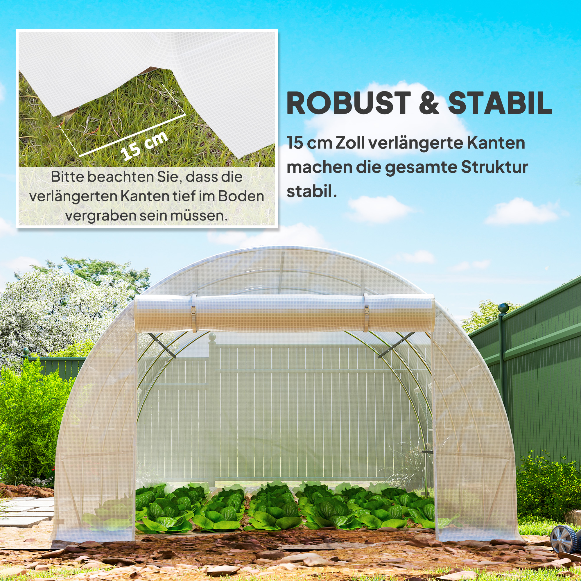 Ersatz-Gewächshausabdeckung, wetterbeständig, 400 cm x 300 cm x 200 cm, Transparent, Weiß