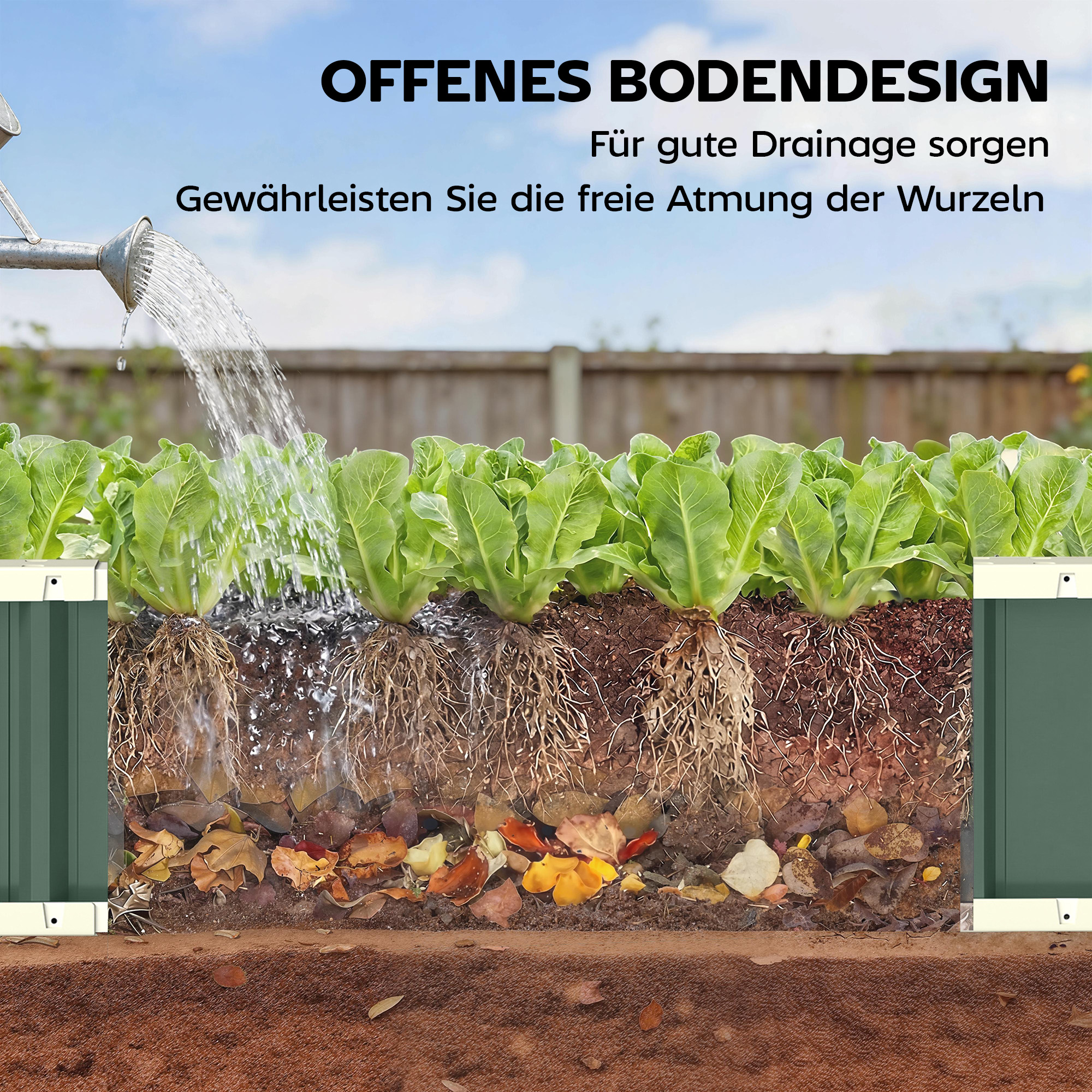 Hochbeet Stahl, Pflanzbeet mit Klickverschlüssen Gefaltete Kante Frühbeet 136 x 52 x 31 cm Hellgrün