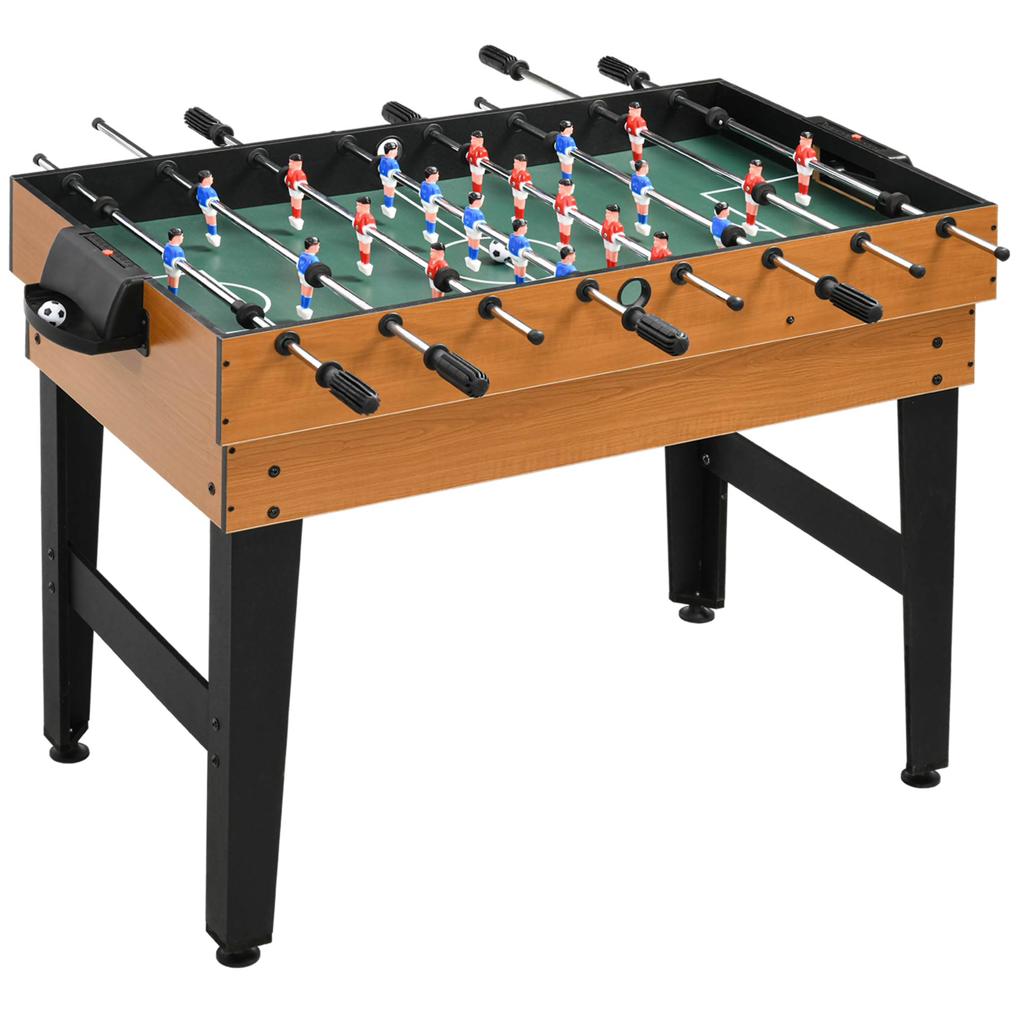 4-in-1 Partyspieltisch inkl. Tischtennis, Kicker, Billard, Tischhockey, Metall, Holz, Natur+Schwarz