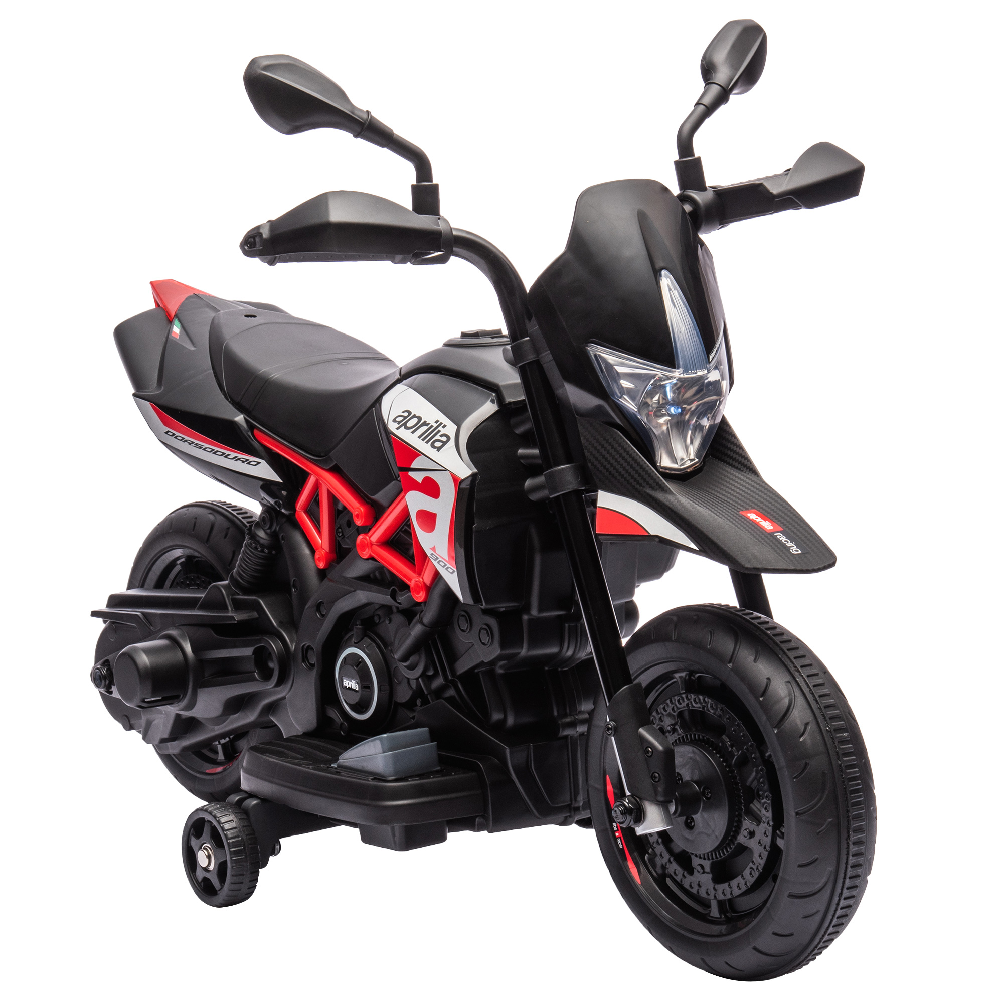 Elektro Motorrad Kinder APRILIA 6 V Elektromotorrad mit Lithium Akku 25W Motor 30° Lenkbegrenzung abnehmbar Stützrädern