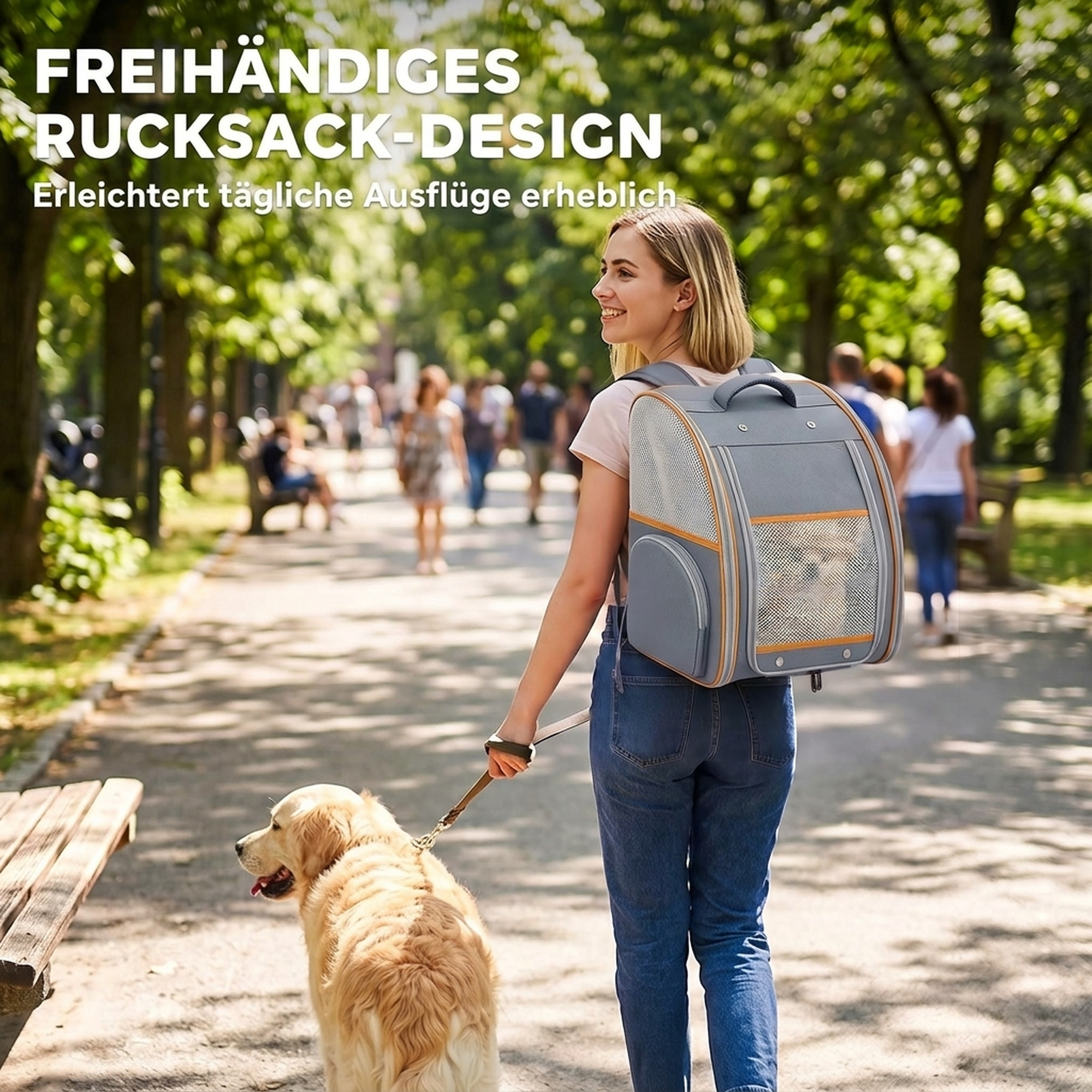 Hunderucksack Klappbar Katzenrucksack mit Netzfenster Seitentaschen herausnehmbare Boden bis 5 kg Grau