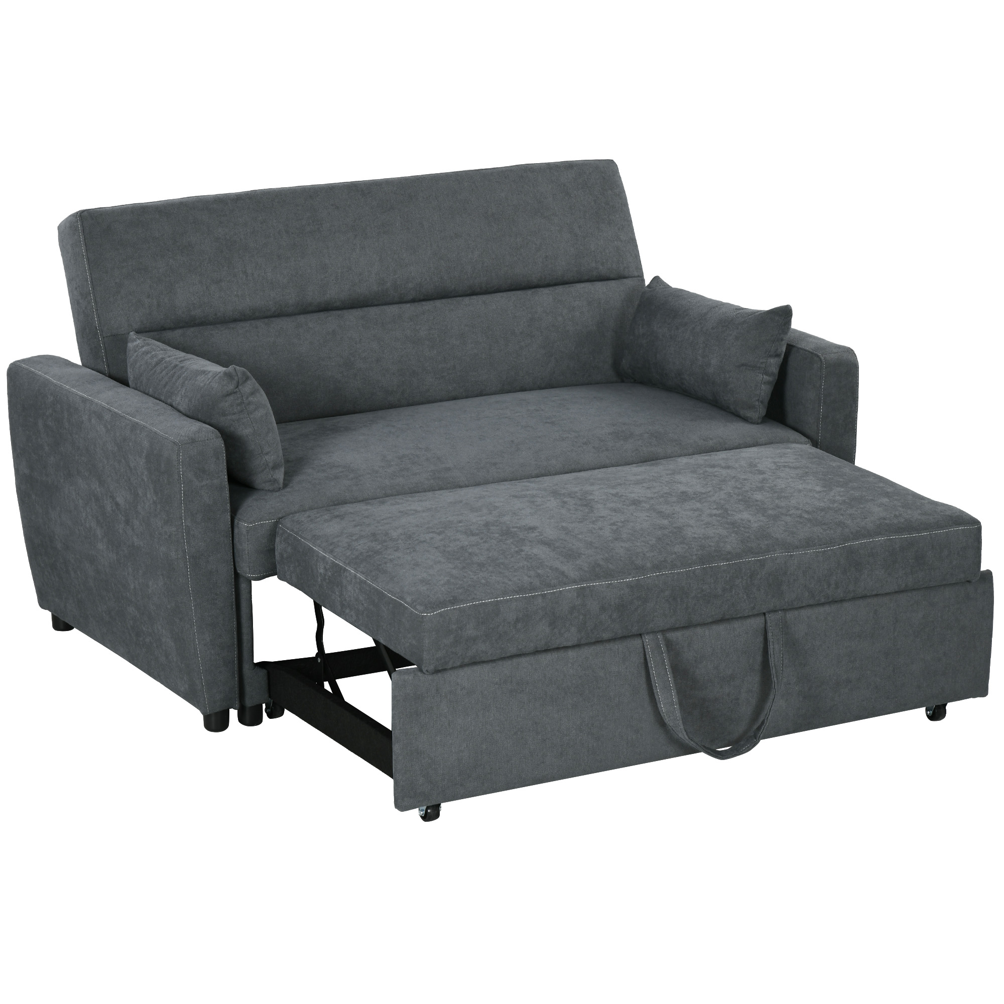 Schlafsofa, 2-Sitzer, ausklappbar, bis 200 kg, Holzrahmen, 155x90x88,5cm, Dunkelgrau