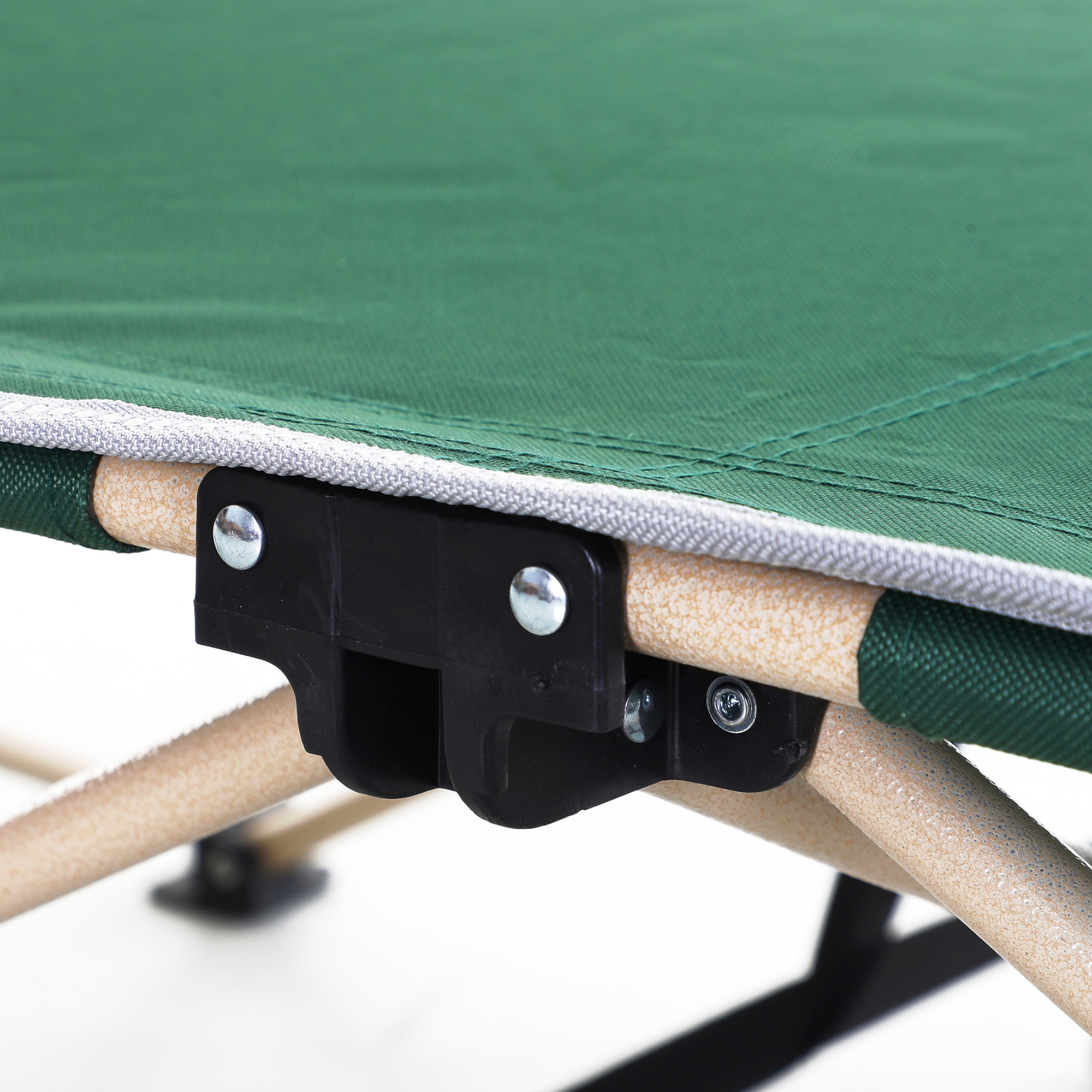 Feldbett, Camping-Bett, klappbar, wetterbeständig, ink. Tragetasche, 190 cm x 68 cm x 52 cm, Grün + Beige