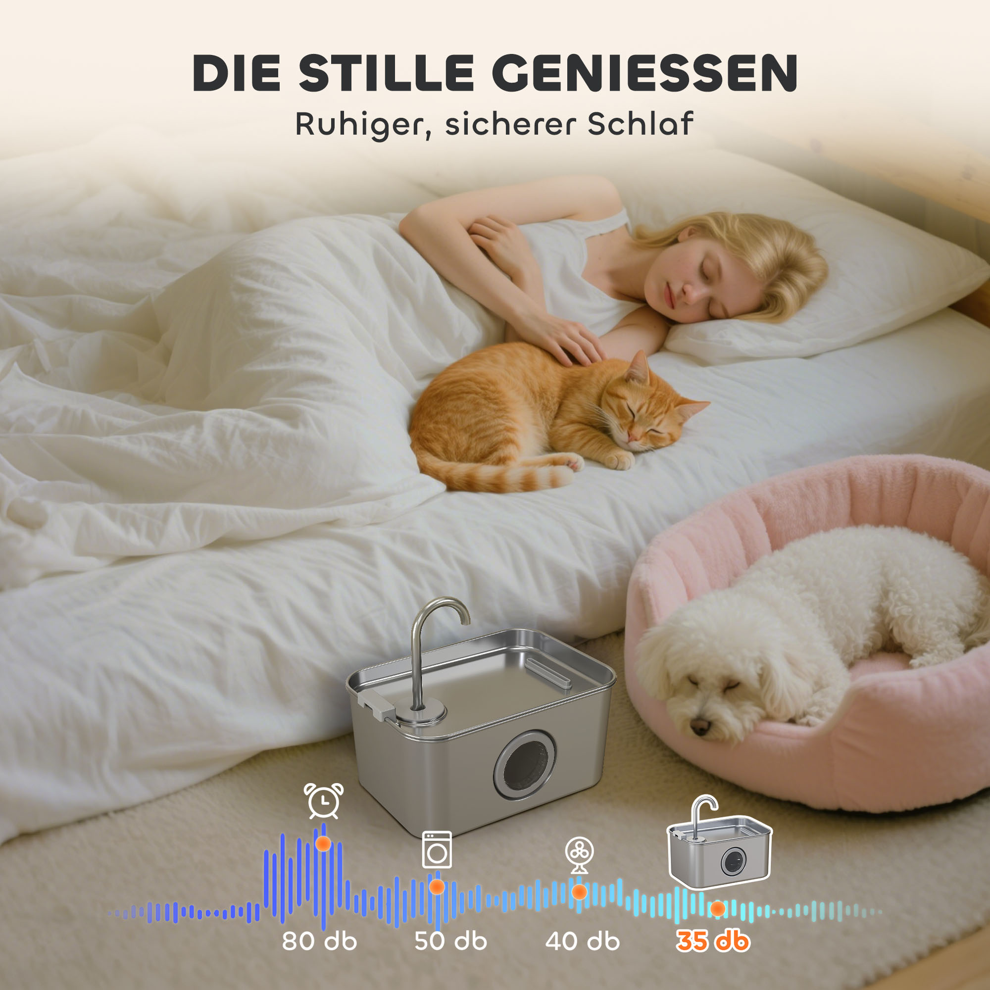 Katzenbrunnen 3,2L Trinkbrunnen für Katzen mit leiser Pumpe Aktivkohlefilter