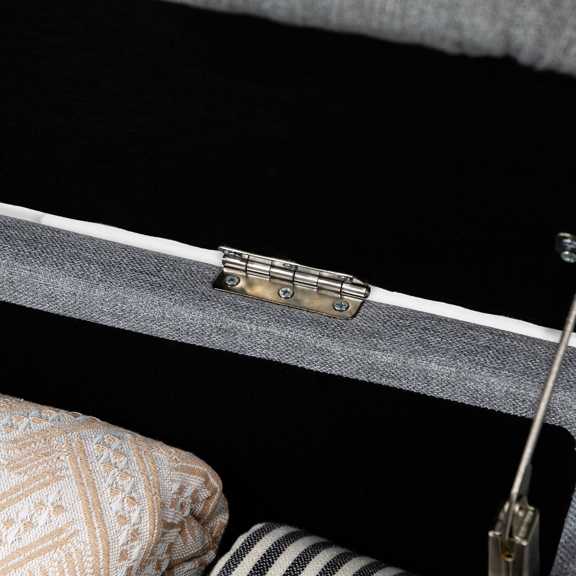 Sitzbank, Sitztruhe, Polsterbank, Leinenoptik, bis 150kg, 101x38,5x44,5 cm, Grau