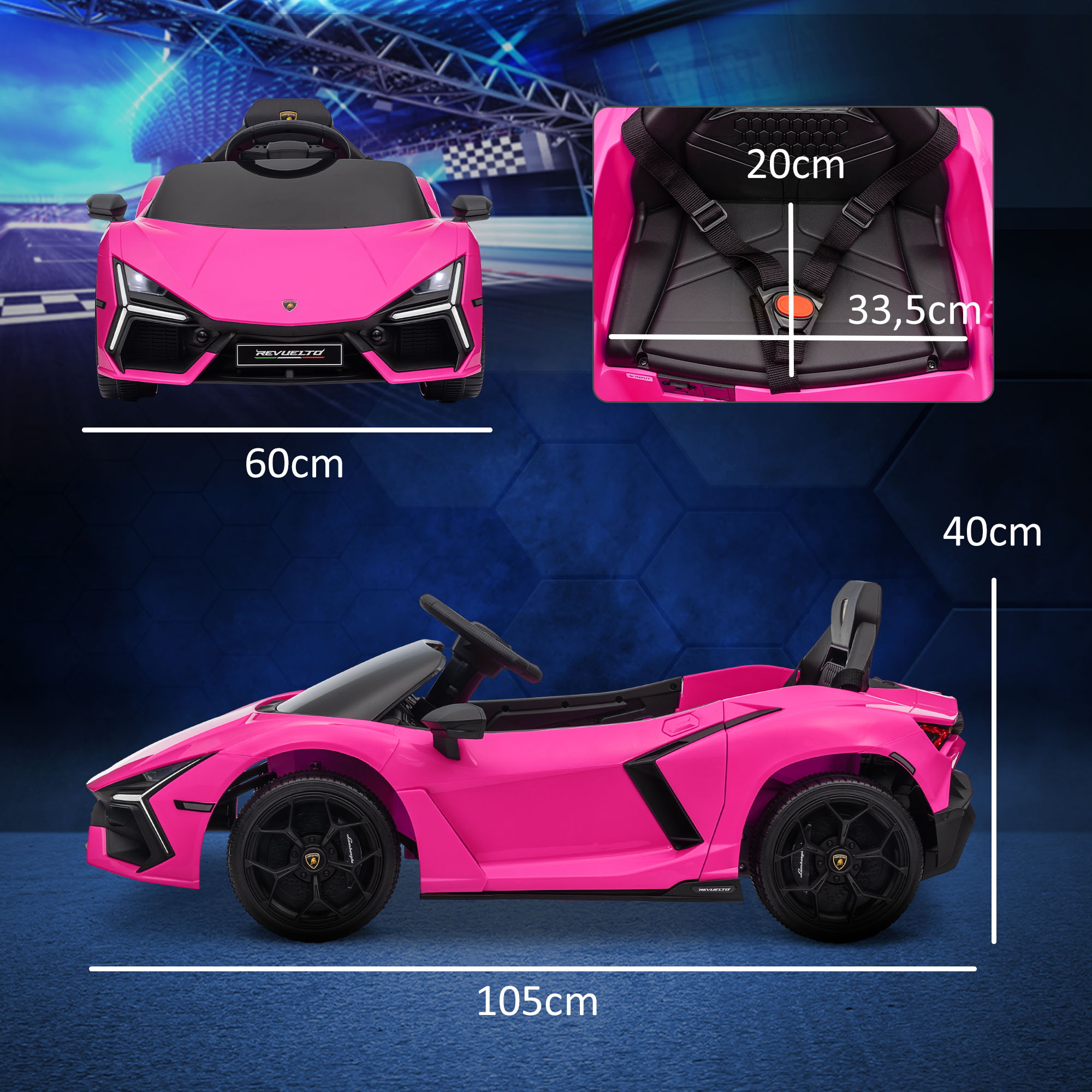 Elektroauto für Kinder von 3-5 Jahren, sanfter Antrieb, fernsteuerbar, mit Hupe, Kunststoff und Metall, Rosa