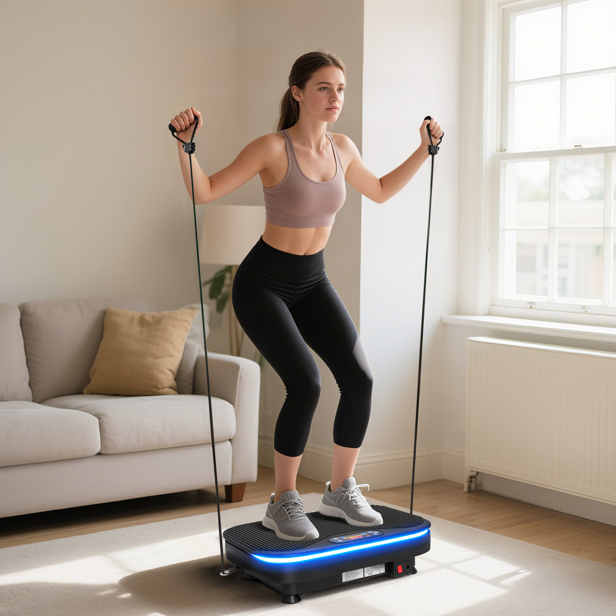 Vibrationsplatte für Fitnessübungen, Bluetooth-Funktion, Fernbedienung, 99 Geschwindigkeitsstufen, Kunststoff, Stahl, Schwarz