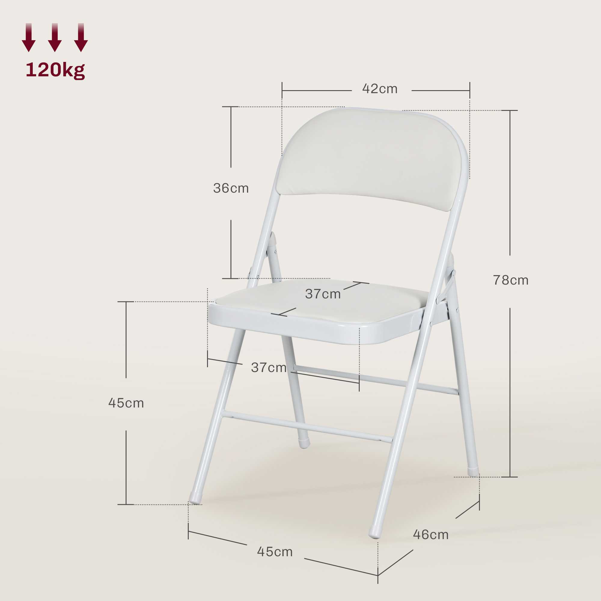 4er-Set Klappstühle, Tragbare Bürostühle, Metallbeine, Faltstuhl für Büro, Empfang, Wartezimmer, Kunstleder, Weiß