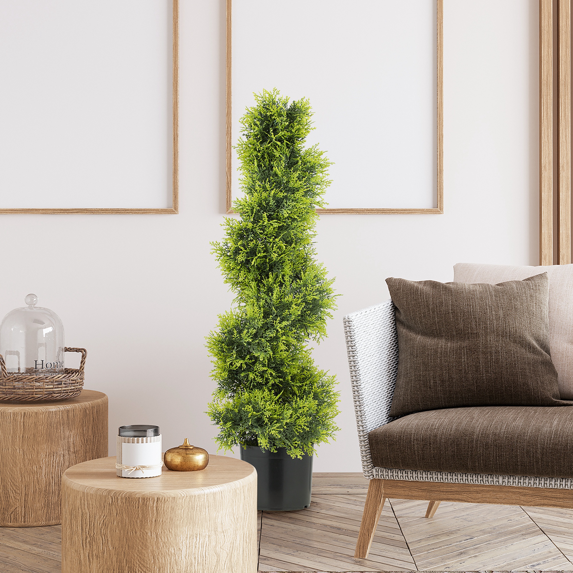 Künstliche Zypresse 90cm Kunstpflanze in Spiralform, Plastik Künstliche Pflanzen im Topf, Moderne Dekoration