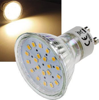 LED Strahler GU10 "H40 SMD", 120°, 3000k, 330lm, 230V/3W, warmweiß
