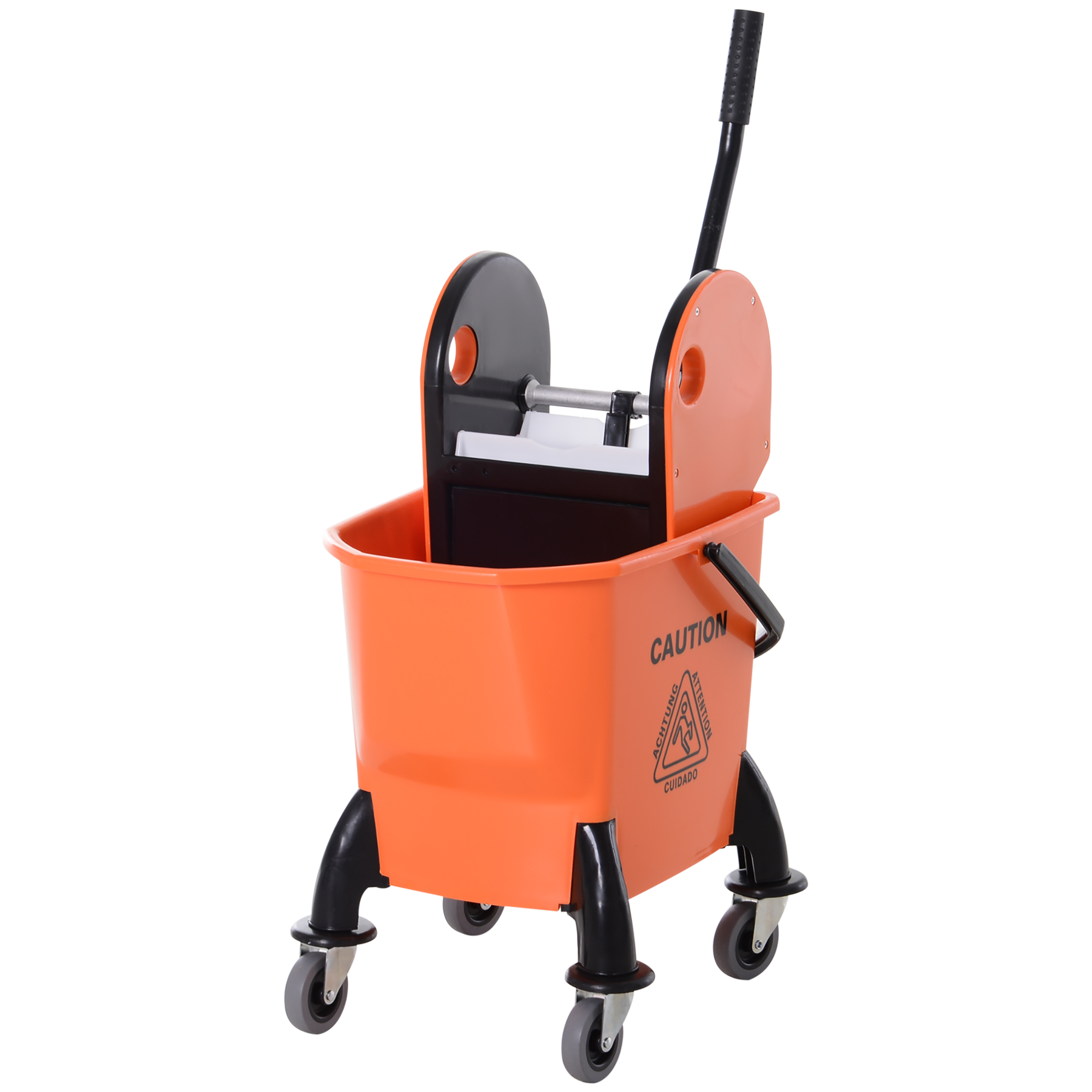 Rollbarer Reinigungseimer, Moppeimer, Mopp-Presse, 26 L, Kunststoff, Orange Rollbarer Reinigungseimer, Moppeimer, Mopp-Presse, 26 L, Kunststoff, Orange
