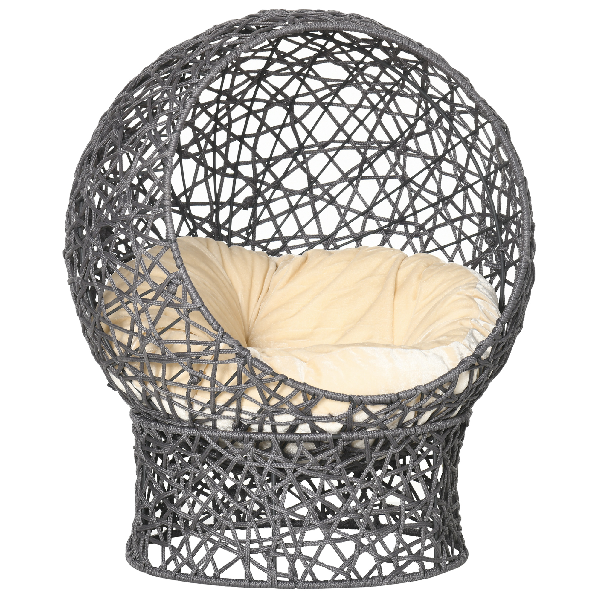 Katzenkorb, Katzenhöhle inkl. Kissen, 2-teilig, 50 cm x 50 cm x 60 cm, Cremeweiß + Anthrazit Katzenkorb, Katzenhöhle inkl. Kissen, 2-teilig, 50 cm x 50 cm x 60 cm, Cremeweiß + Anthrazit