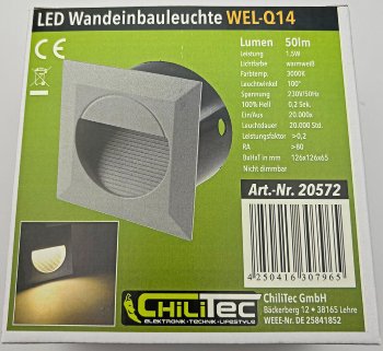 LED Wandeinbauleuchte "WEL Q14" / IP65, 14 LEDs, Aluminium, warmweiß