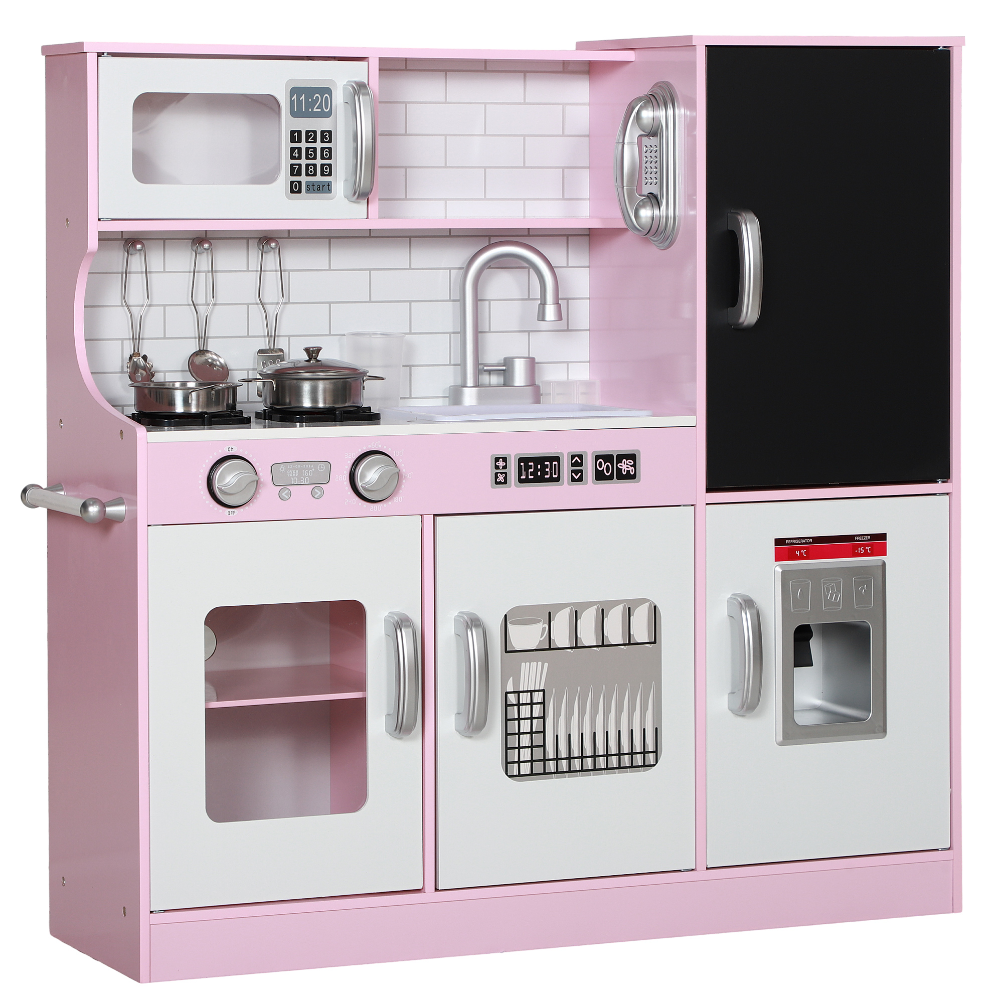 Spielküchen-Set mit Töpfen, Tafel, Telefon, Eismaschine, Herd, 83,8 x 26,8 x 81 cm, Pink Spielküchen-Set mit Töpfen, Tafel, Telefon, Eismaschine, Herd, 83,8 x 26,8 x 81 cm, Pink