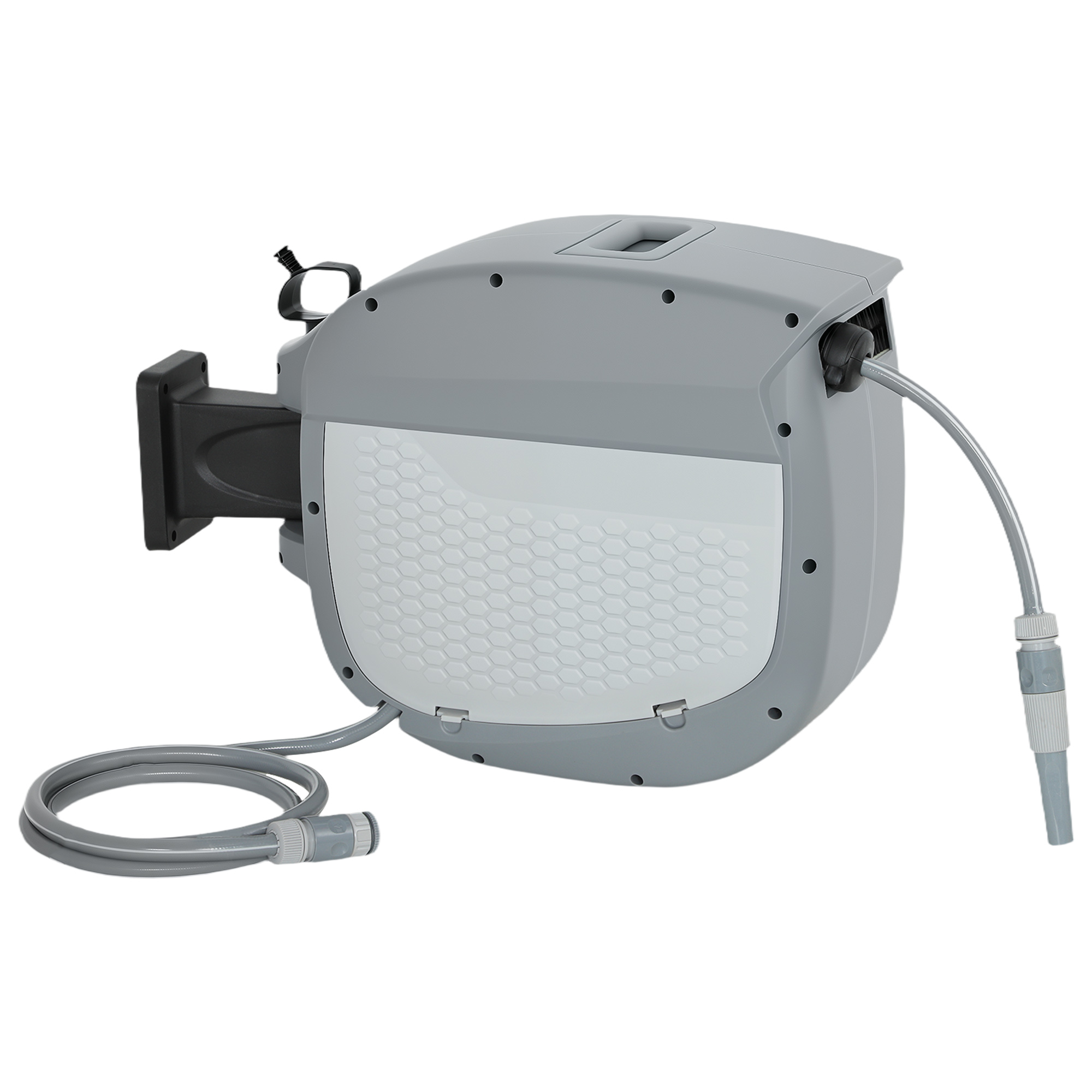 Schlauchtrommel mit Gartenschlauch 30 m, 180° schwenkbar Schlauchbox mit automatische Aufrollung Selbstverriegelung