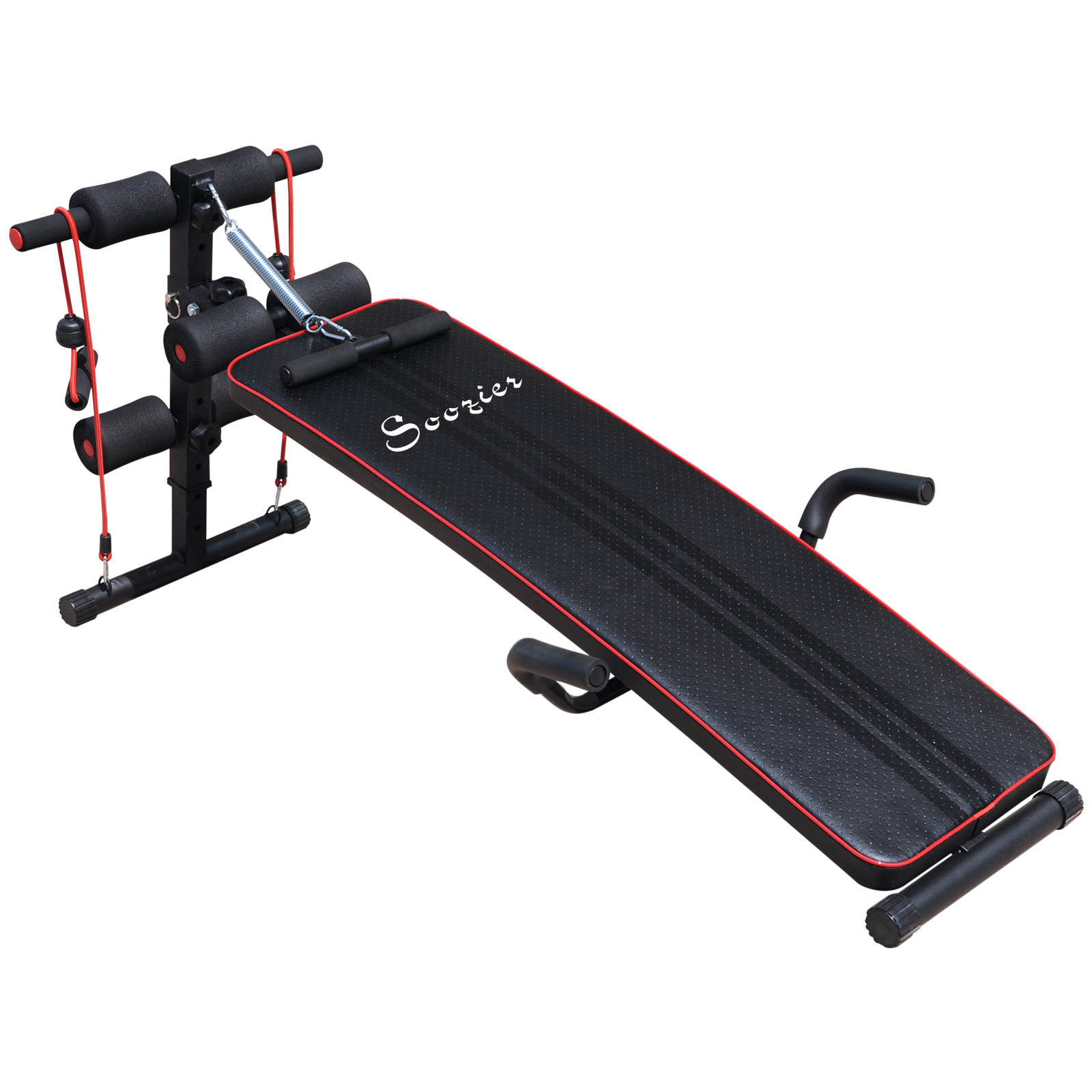 Sit Up Bank höhenverstellbar multifunktion Hantelbank mit 4/5-Fach Verstellbarer Beinfixierung, Trainingsbank für Ganzkörpertraining Flachbank Schrägbank Bauchtrainer & Rückentrainer