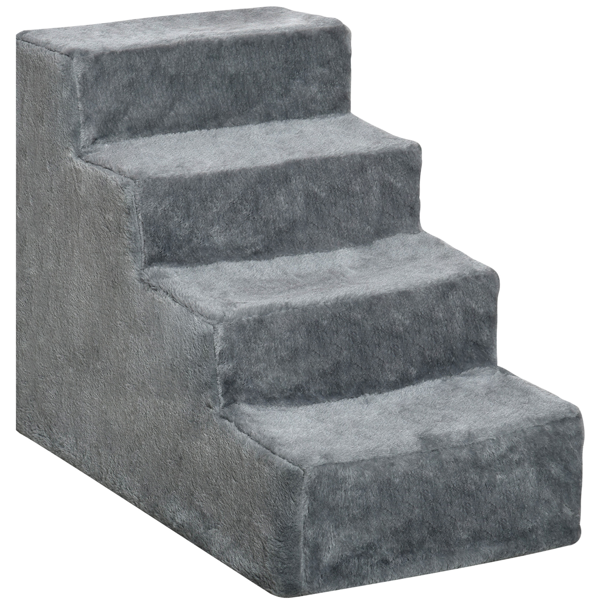 Hundetreppe 4-stufig, 35 cm Katzentreppe für Bett und Sofa, Haustiertreppe für Hunde und Katzen bis 5 kg, Plüschoptik, Hellgrau Hundetreppe 4-stufig, 35 cm Katzentreppe für Bett und Sofa, Haustiertreppe für Hunde und Katzen bis 5 kg, Plüschoptik, Hellgrau