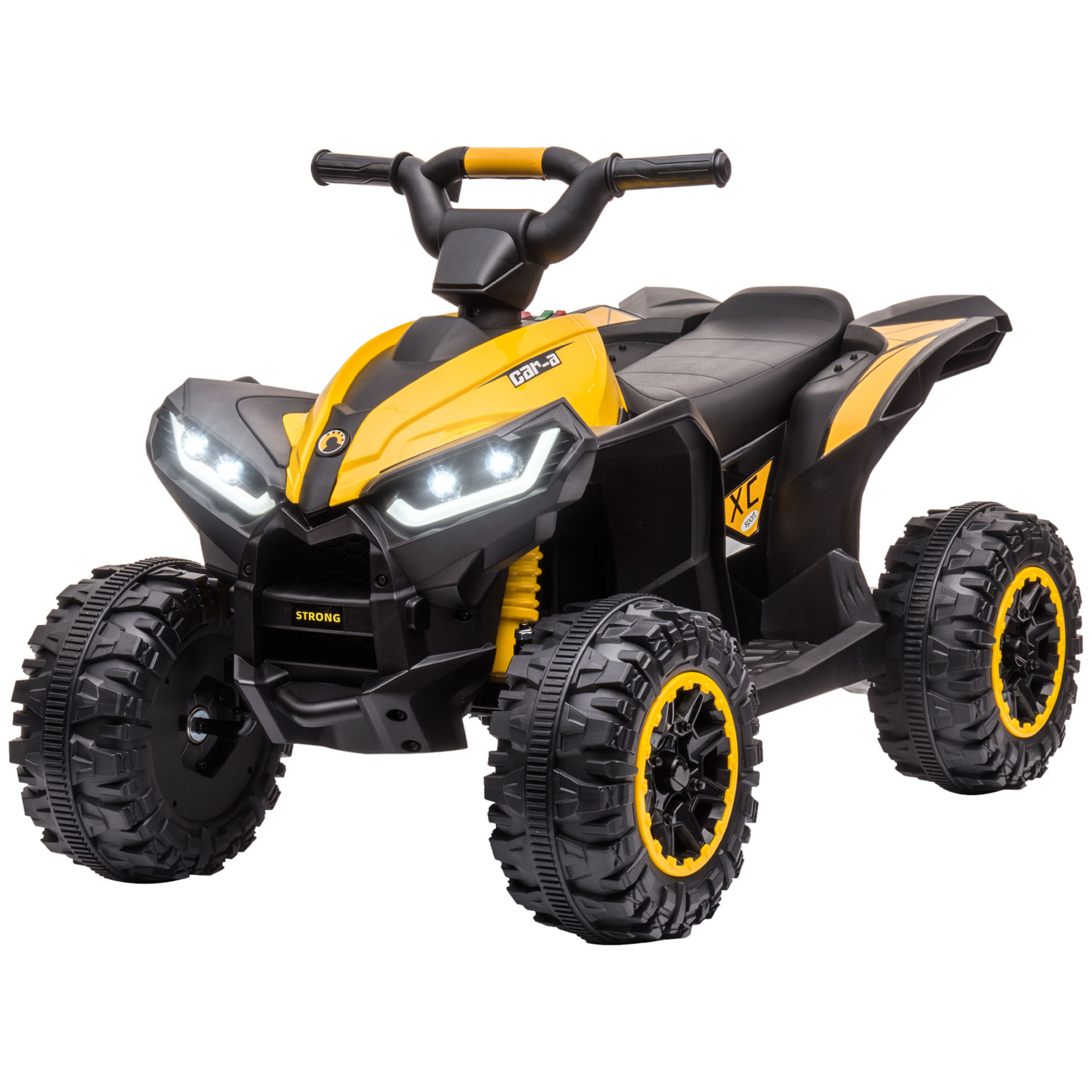 Kinderquad, LED-Scheinwerfer, MP3-Player, Stoßdämpfer, ergonomischer Sitz, Gelb+Schwarz Kinderquad, LED-Scheinwerfer, MP3-Player, Stoßdämpfer, ergonomischer Sitz, Gelb+Schwarz