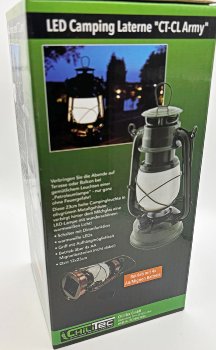 LED Camping Laterne "CT-CL Army" / ØxH 12x23,5cm, 4x AA, warmweiß, dimmbar