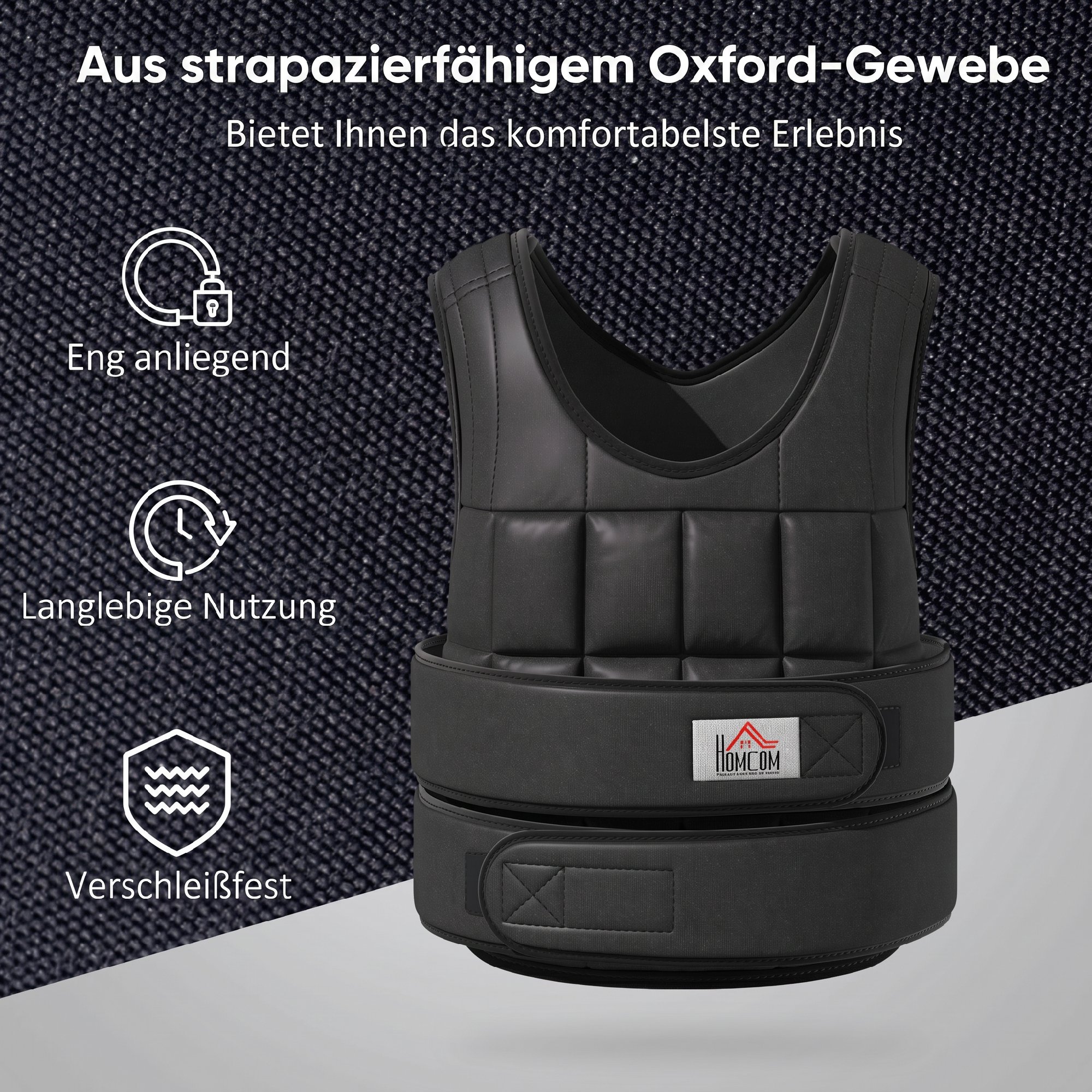 Gewichtsweste 10 KG verstellbare Trainingsweste mit herausnehmenbar Gewichten Schwarz