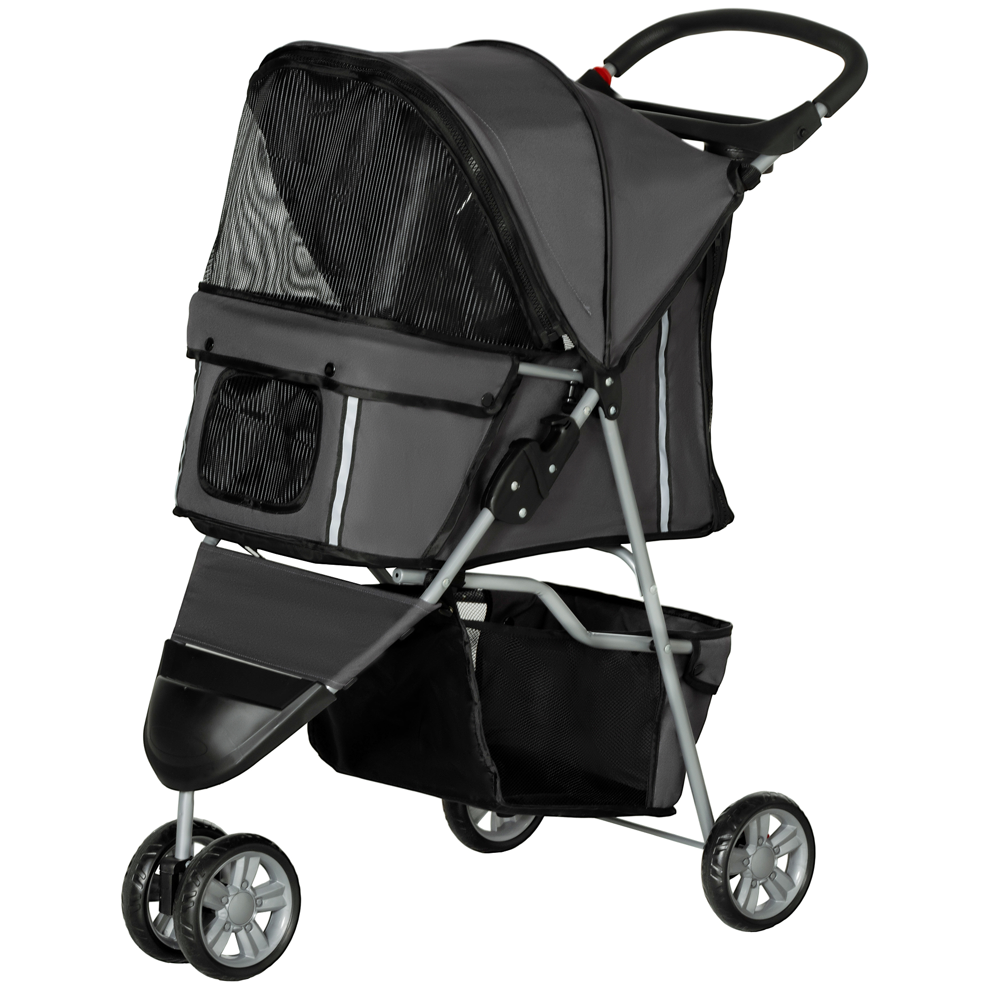 Hundewagen Hundebuggy klappbar für Hunde & Katzen bis 10 kg 75 x 45 x 97 cm Dunkelgrau