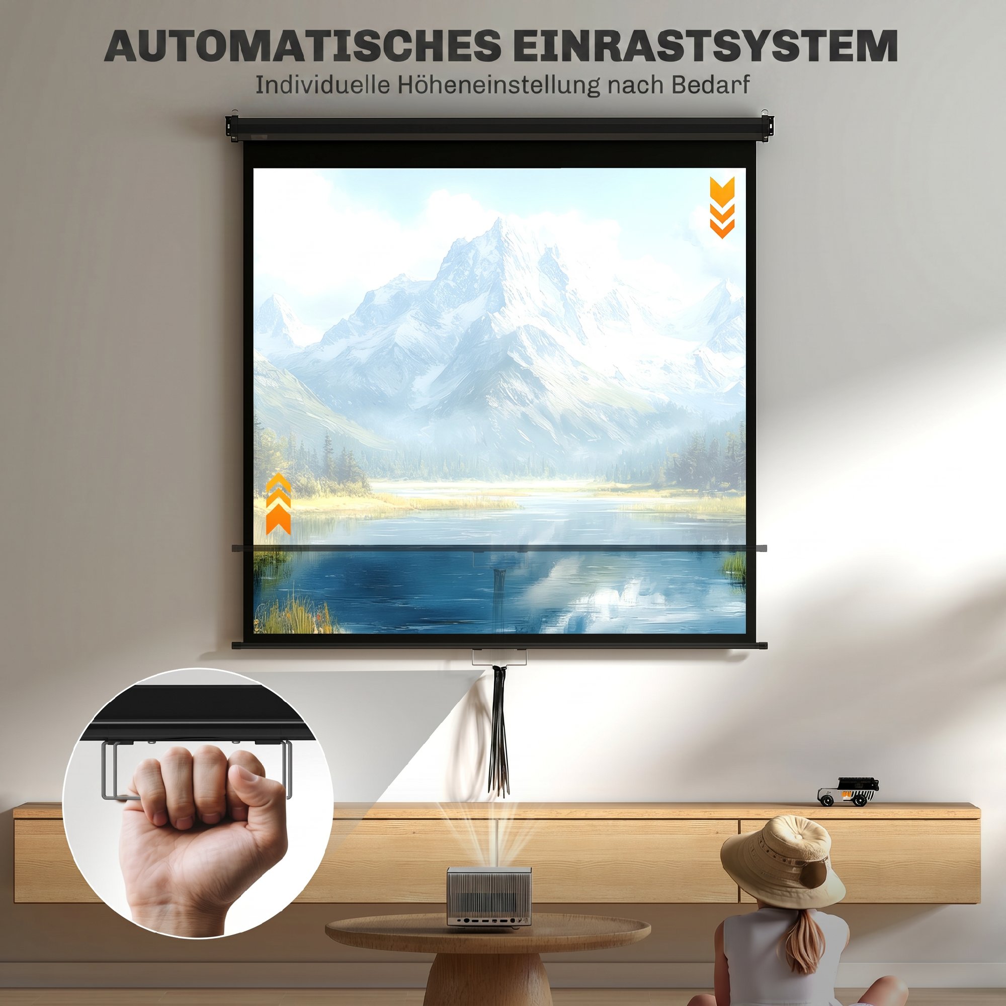 Beamer Leinwand 152 x 152 cm 85 Zoll 1:1 HD 4K Projektionsleinwand für Heimkino Büro-Präsentationen