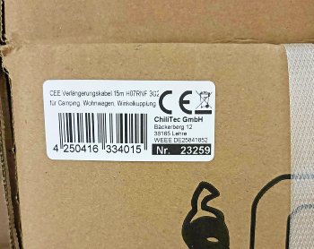 CEE Verlängerungskabel 15m H07RNF 3G2,5, für Camping, Wohnwagen, Winkelkupplung