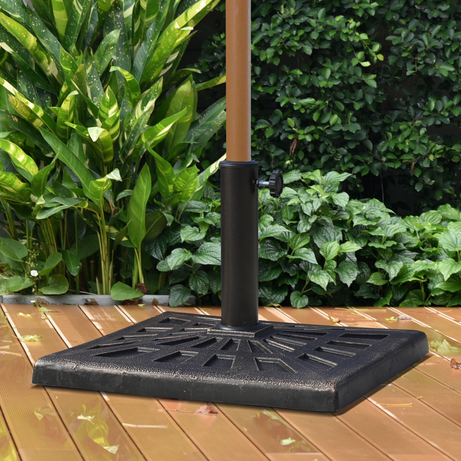 Sonnenschirmständer 15 kg Schirmständer Quadratisch Schirmhalter, Schirmgewicht, Ständer für Sonnenschirm 38mm Rohrdurchmesser, für Balkon, Terasse, Garten, Bronze
