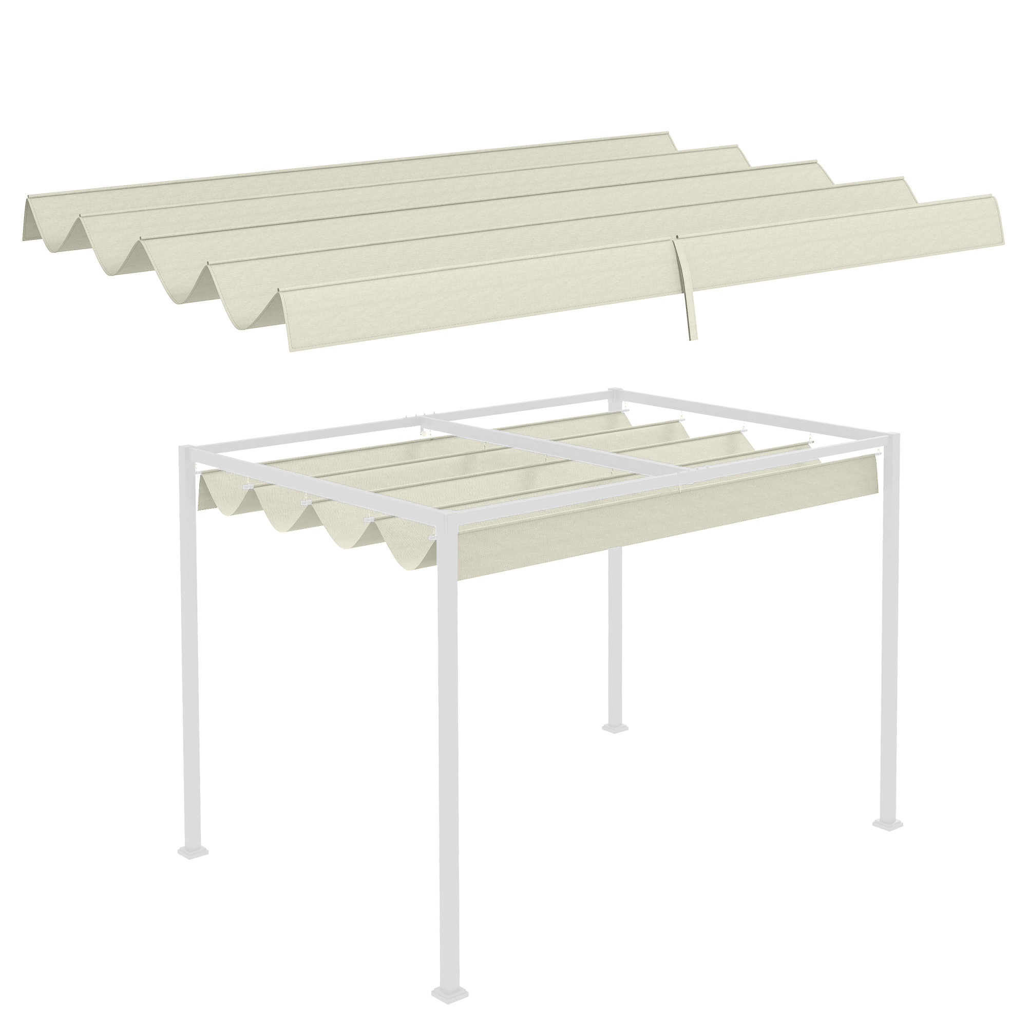 Ersatzdach für 2,85 x 2 m Gartenpavillon, ausziehbar, einfache Montage, Polyester, Cremeweiß Ersatzdach für 2,85 x 2 m Gartenpavillon, ausziehbar, einfache Montage, Polyester, Cremeweiß