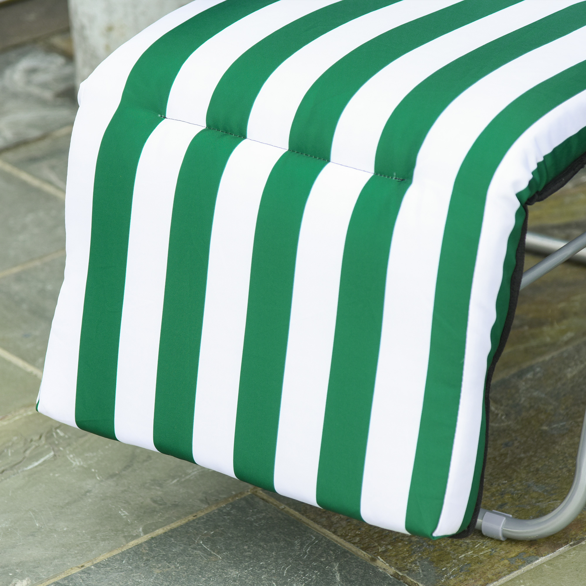 Gartenliegen 2er-Set klappbar mit Auflagen 60 x 75 x 102 cm Stahl Grün+WeiB