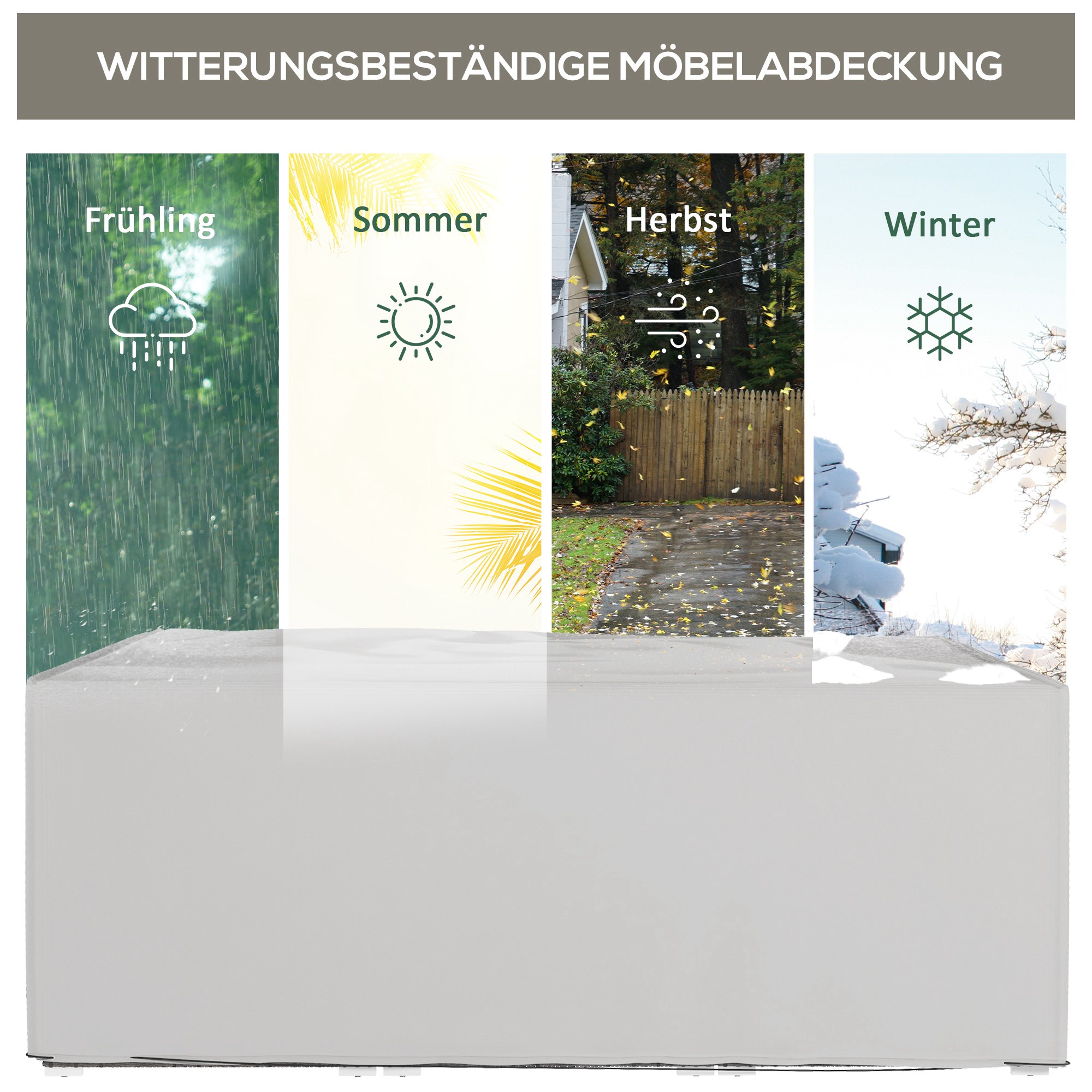 Schutzhülle für Gartenmöbel Winterfest Wasserdicht Abdeckung Anti-UV Abdeckplane 600D Oxford 210 x 140 x 80 cm Grau