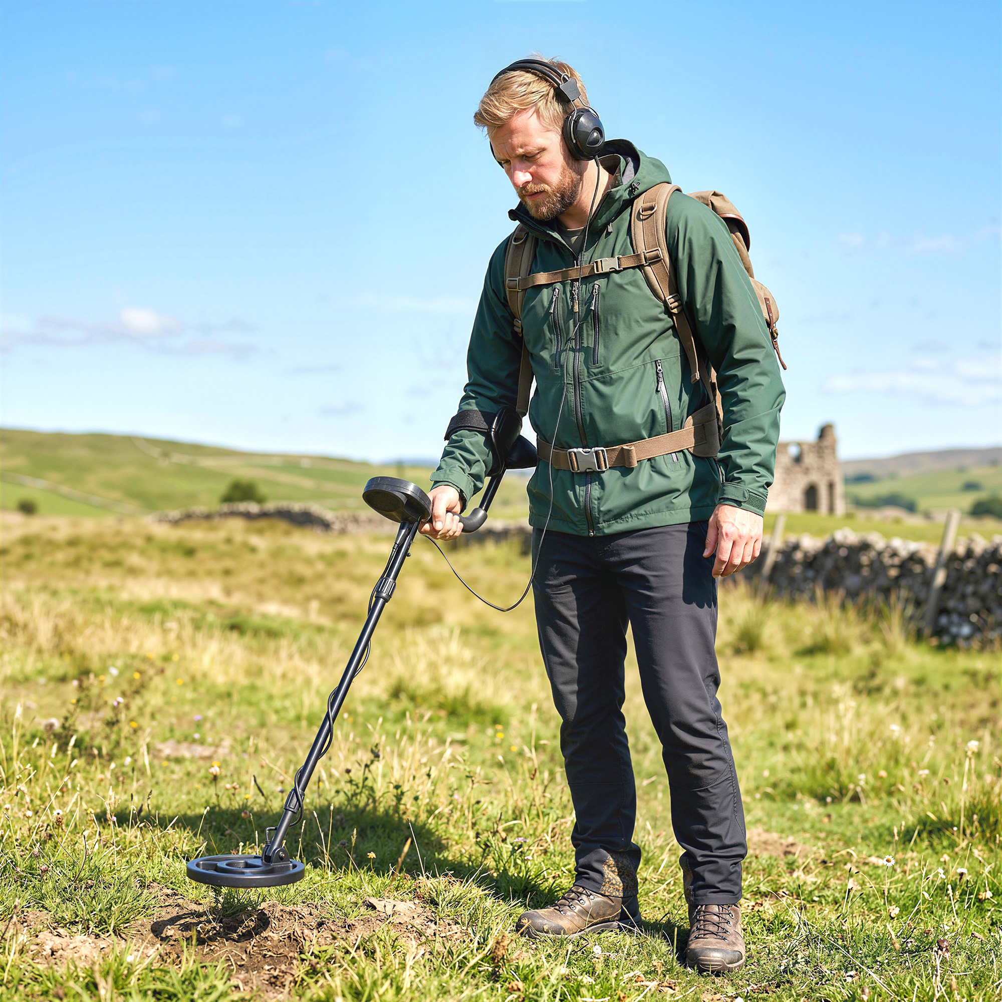 Metalldetektor IP68 Wasserdicht Metallsuchgerät mit 3 Modi Kopfhörer Schaufel Spule LCD-Display 7 Zoll Detektionstiefe