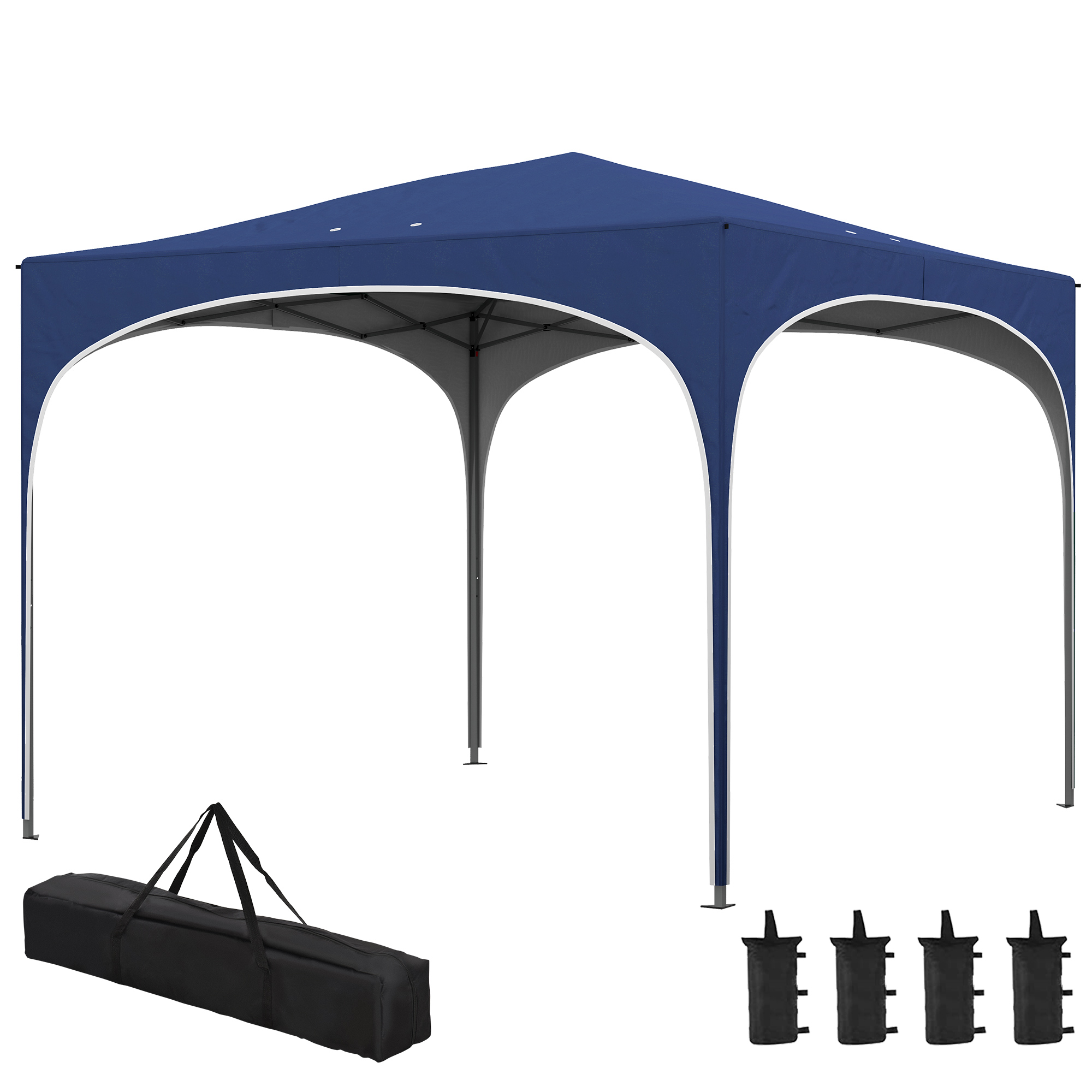 Faltpavillon, höhenverstellbar, Metallstützen, robuste Plane, inkl, Tragetasche, 2,95 x 2,95 x 2,55m, Dunkelblau Faltpavillon, höhenverstellbar, Metallstützen, robuste Plane, inkl, Tragetasche, 2,95 x 2,95 x 2,55m, Dunkelblau