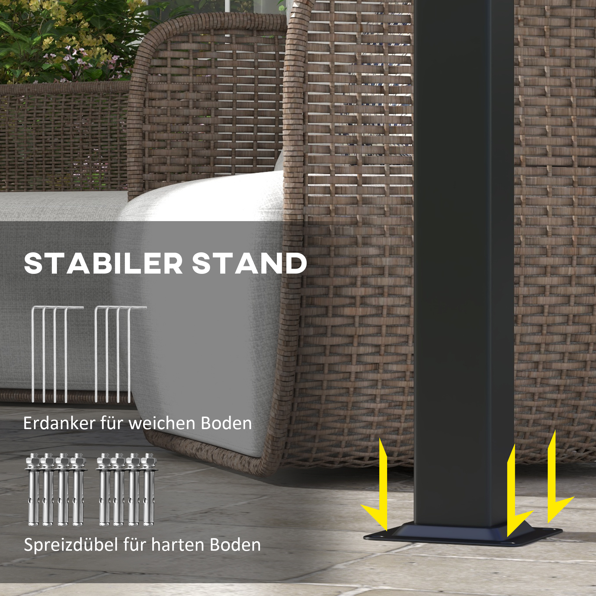 Markise Sonnenschutz. Pergola, wetterbeständig,  inkl. Befestigungsmaterial, 3 x 3,5 m, Beige