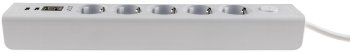 Steckdosenleiste mit Ladebuchsen für USB / USB-A /USB-C,5-fach, weiß, 1,5m Kabel