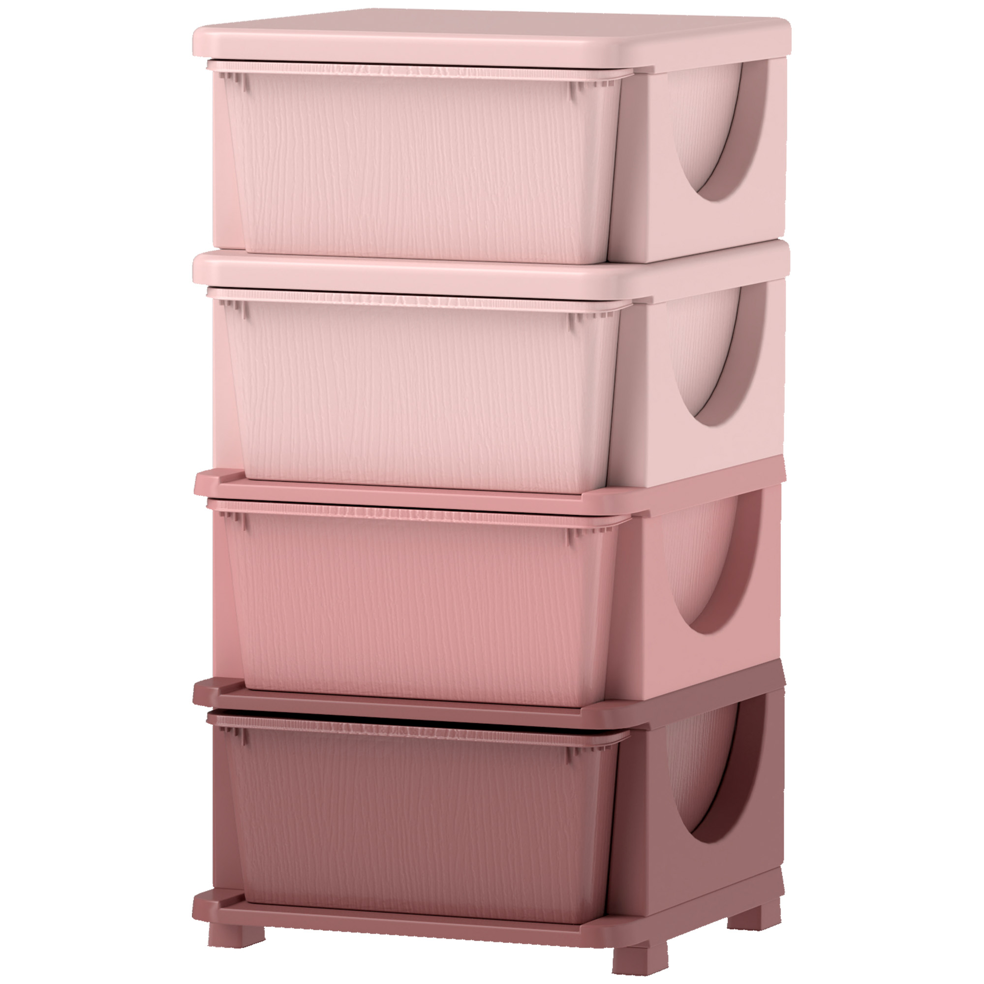 Aufbewahrungsboxen für Kinder, 4 Schubladen, abgerundete Kanten, erhöhtes Design, 37x37x76 cm, Rosa Aufbewahrungsboxen für Kinder, 4 Schubladen, abgerundete Kanten, erhöhtes Design, 37x37x76 cm, Rosa