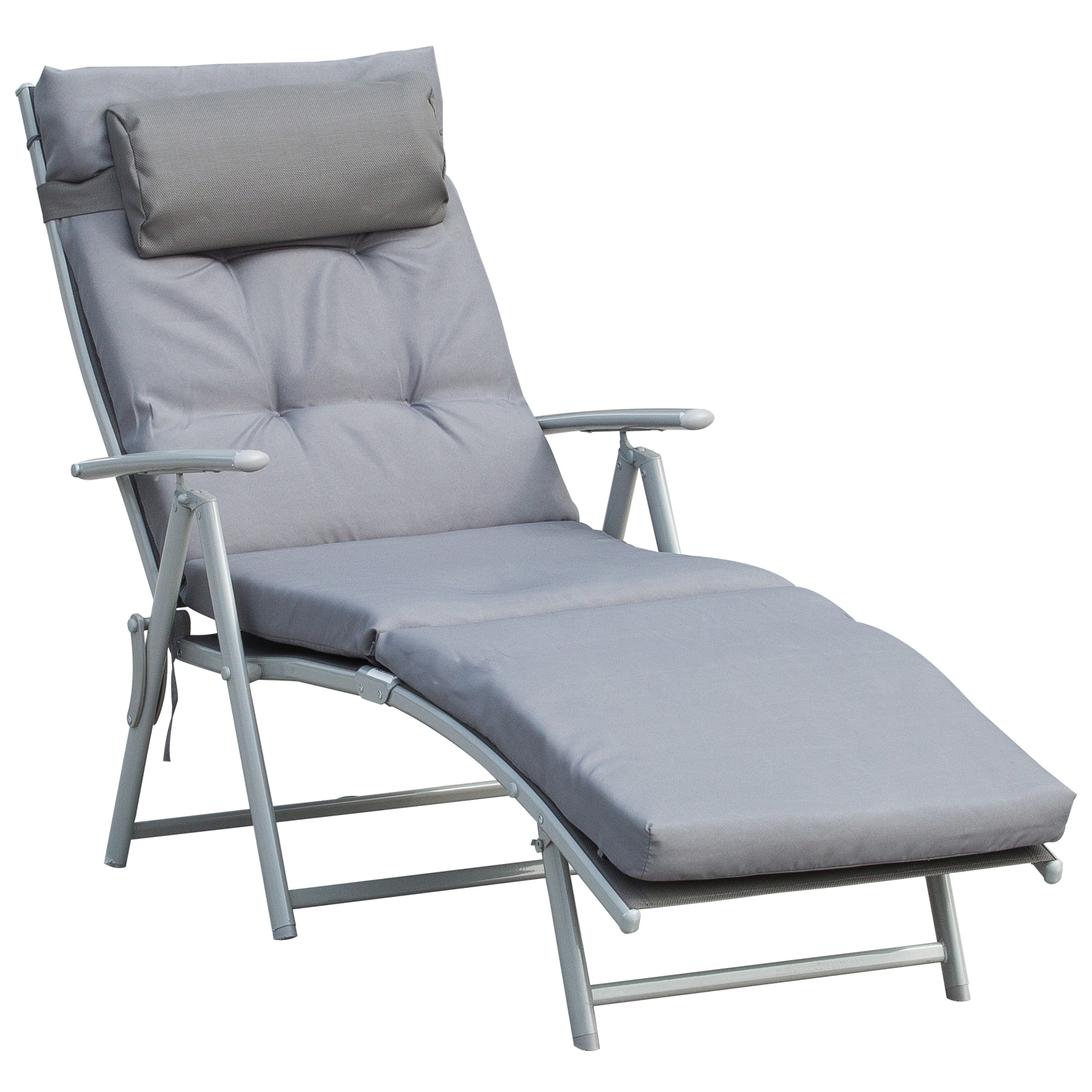 Sonnenliege klappbar Strandliege mit Kopfkissen Sitzkissen Liegestuhl mit 7-Fach verstellbare Rückenlehne Gartenliege Relaxliege bis 165 kg belastbar, für Garten Urlaub Outdoor, Grau Sonnenliege klappbar Strandliege mit Kopfkissen Sitzkissen Liegestuhl mit 7-Fach verstellbare Rückenlehne Gartenliege Relaxliege bis 165 kg belastbar, für Garten Urlaub Outdoor, Grau