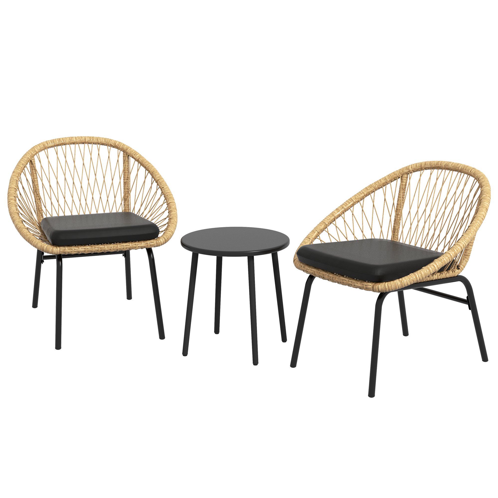 Rattan Terrassengarnitur, Gartenmöbel-Set, 2 Sessel & Tisch, Gelb Rattan Terrassengarnitur, Gartenmöbel-Set, 2 Sessel & Tisch, Gelb